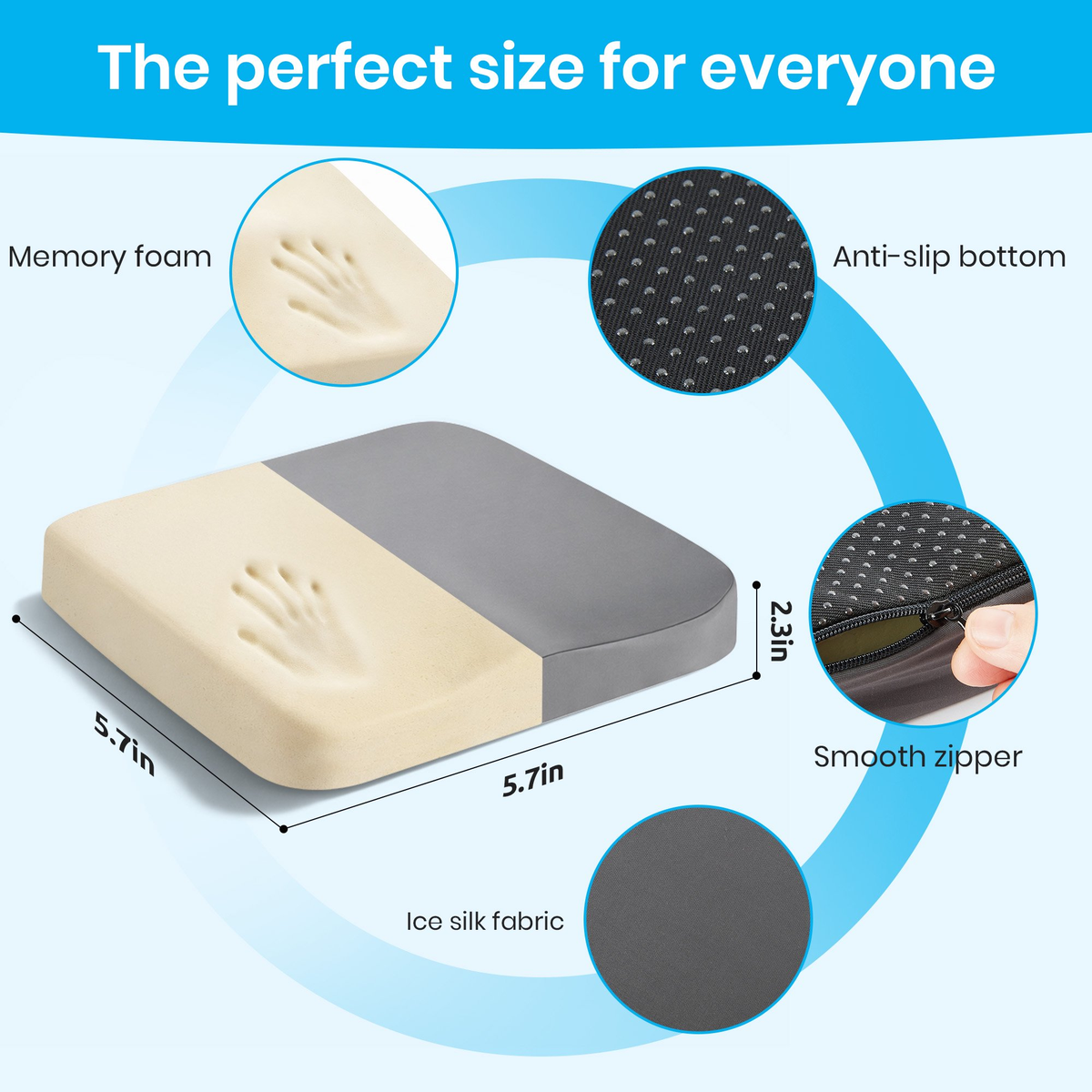 MOONORAH Memory Foam Seat Cushion for Sciatica Pain & Tailbone Relief, Orthopedic Coccyx Pillow with Ergonomic Lumbar Support & Non-Slip Bottom,for Office Chair, Car Seat , Desk Chair - Dark Grey