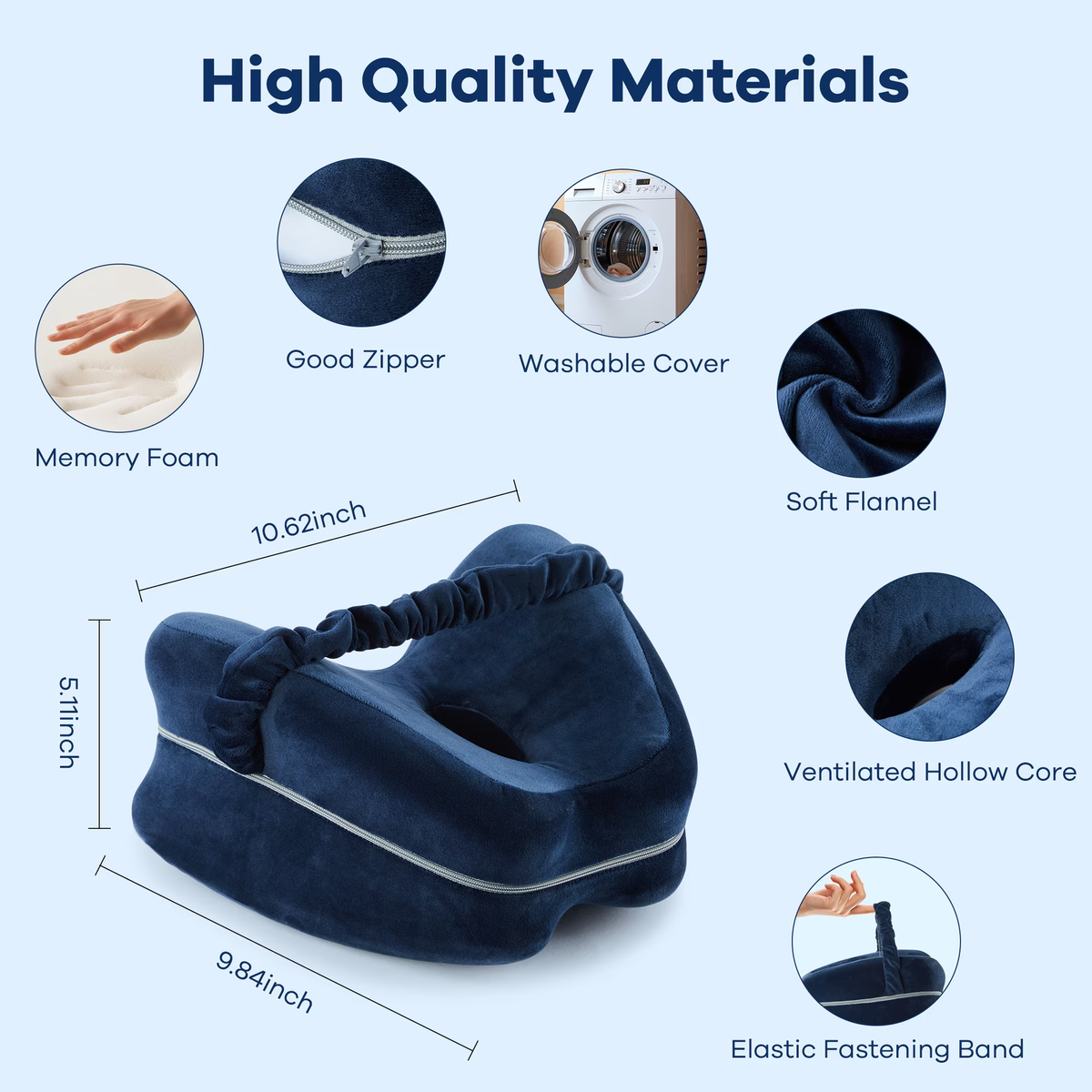 MOONORAH Knee Pillow - Spine Alignment Support - Navy Blue