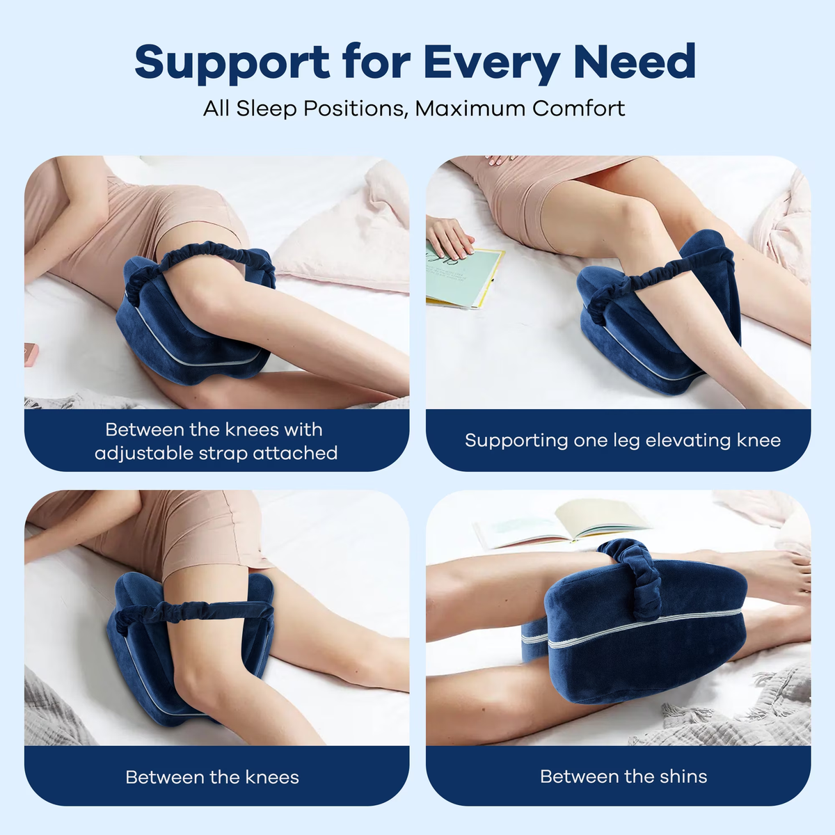 MOONORAH Knee Pillow - Spine Alignment Support - Navy Blue