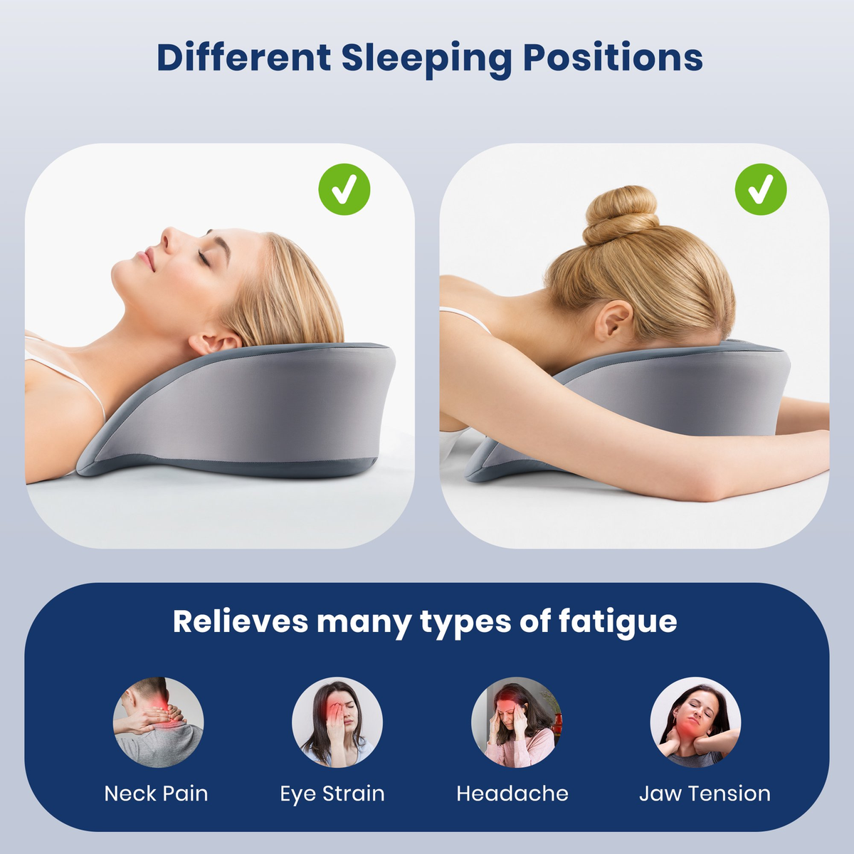 MOONORAH Face Down Pillows for Massage Table, Desk Napping, Memory Foam for Stomach Sleepers & Eye Surgery Recovery & Spa Treatments, Washable Cover, Grey