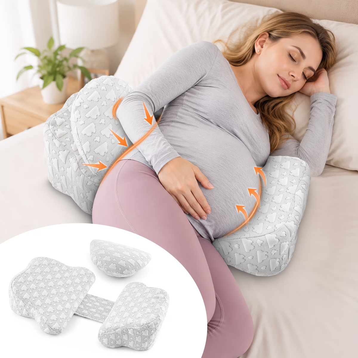 MOONORAH Pregnancy Wedge Pillow - Memory Foam Body Support - Gray