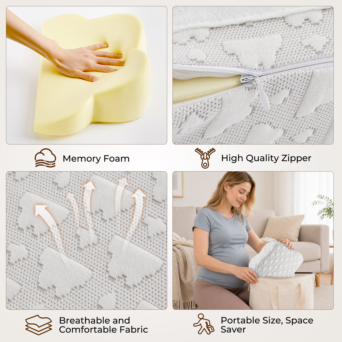 MOONORAH Pregnancy Wedge Pillow - Memory Foam Body Support - Gray