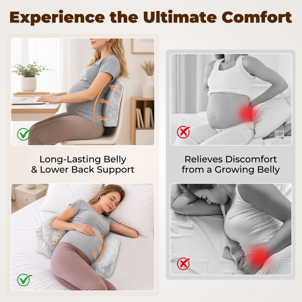 MOONORAH Pregnancy Wedge Pillow - Memory Foam Body Support - Gray