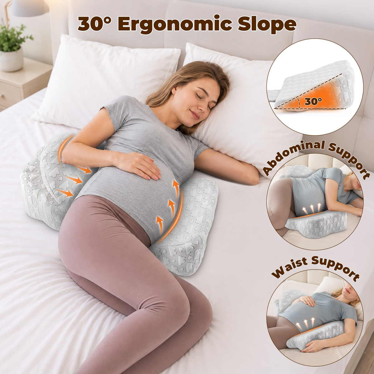 MOONORAH Pregnancy Wedge Pillow - Memory Foam Body Support - Gray