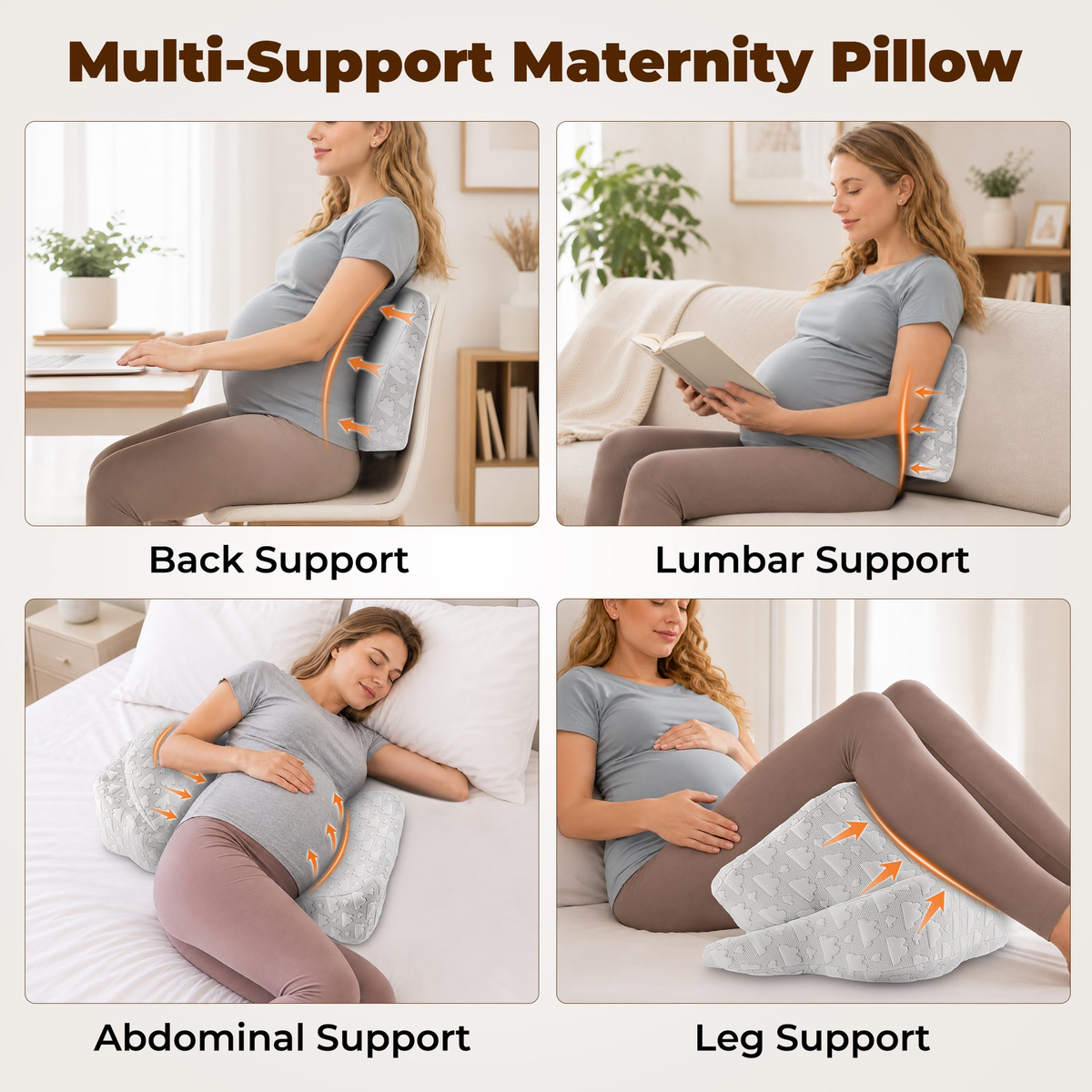 MOONORAH Pregnancy Wedge Pillow - Memory Foam Body Support - Gray