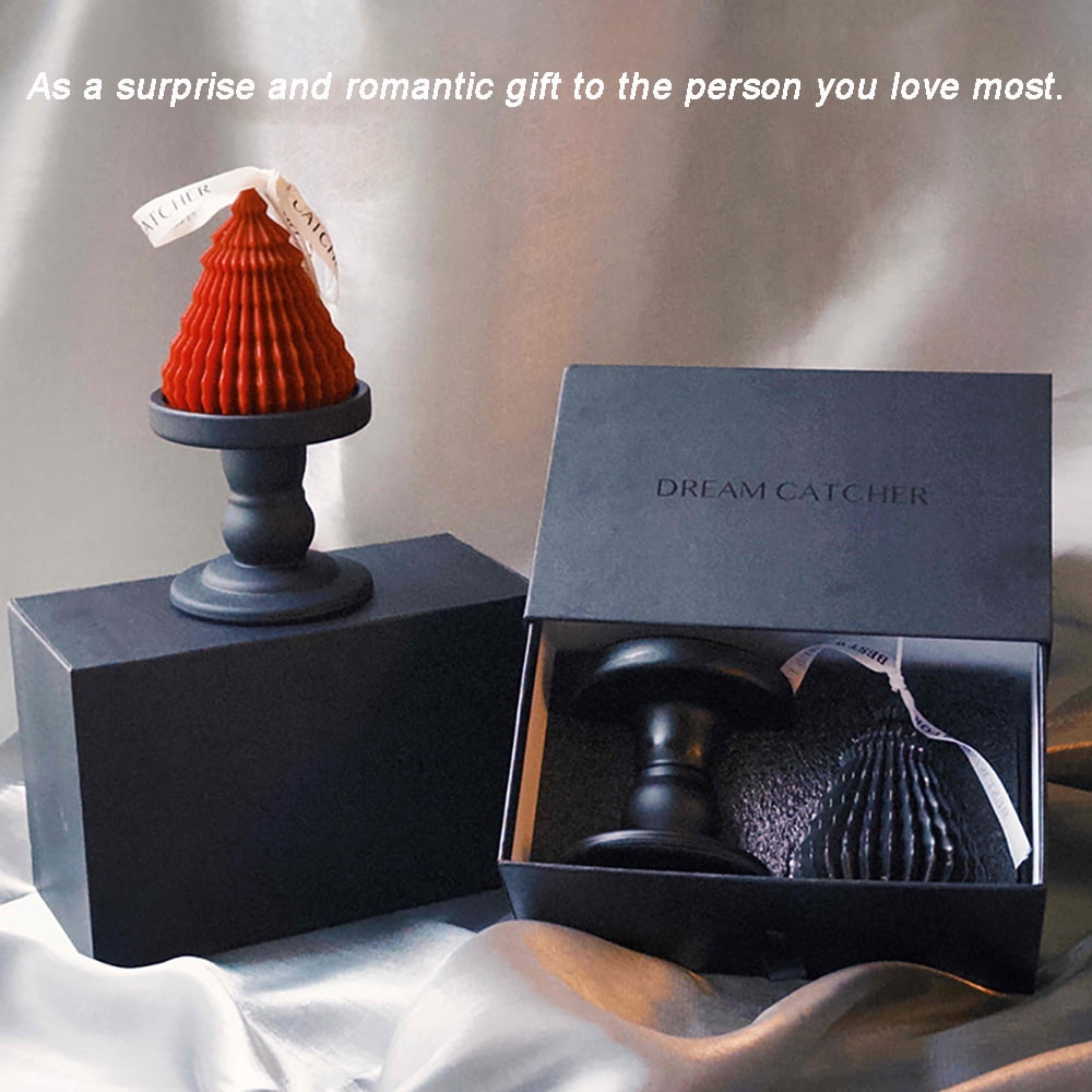 Onekawa Origami Tree Shaped Scented Candle Set with Frosted Ceramic Holder, 5.9oz Sweet Berries Soy Wax Decorative Candle, 12H Burn, Gift Box