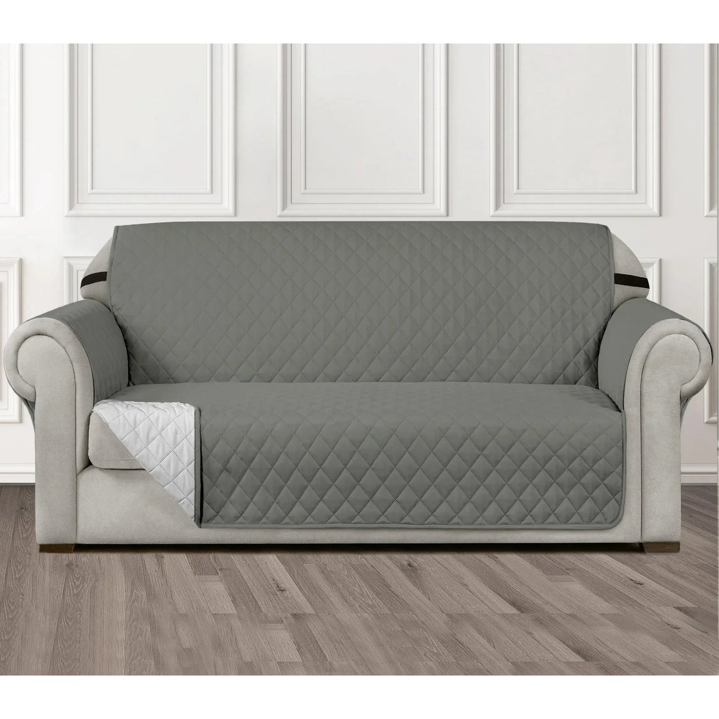 MOONORAH Reversible Couch Cover, 100% Water Resistant Slipcover Furniture Protector, Machine Washable Couch Cover for Kids, Dogs, Pets, 3 Cushion Sofa Size 66''x75", Grey