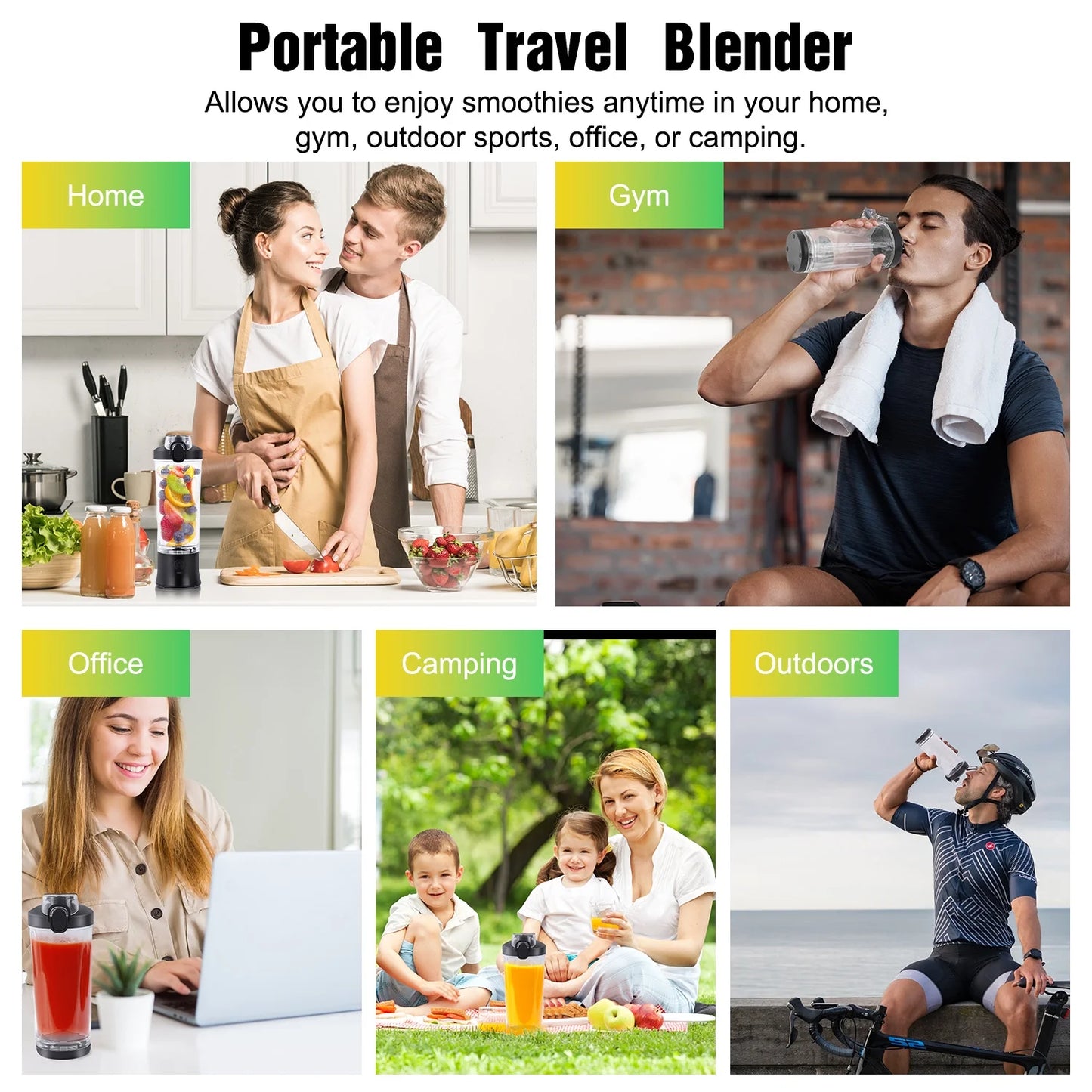 MOONORAH Portable Blender for Shakes and Smoothies, Personal Blender for Shakes with 21 Oz Travel Cup, Mini Personal Size Blender with 10 Blades and USB Rechargeable for Gym, Home and Outdoors, Black