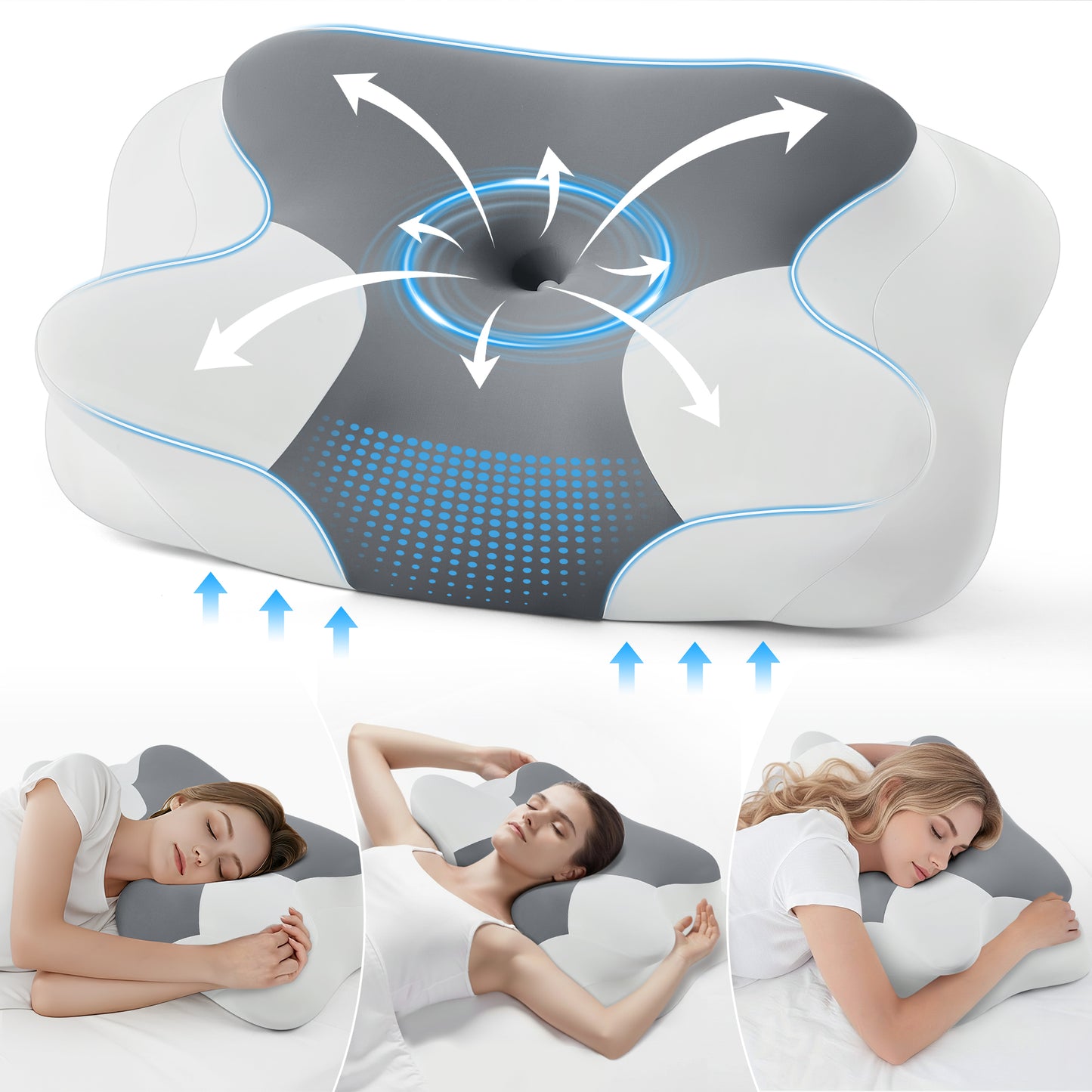 KAIPARA Cervical Neck Pillows for Neck Pain Relief, Memory Foam Pillow for Sleeping, Contour Orthopedic Ergonomic Pillows for Side Sleepers