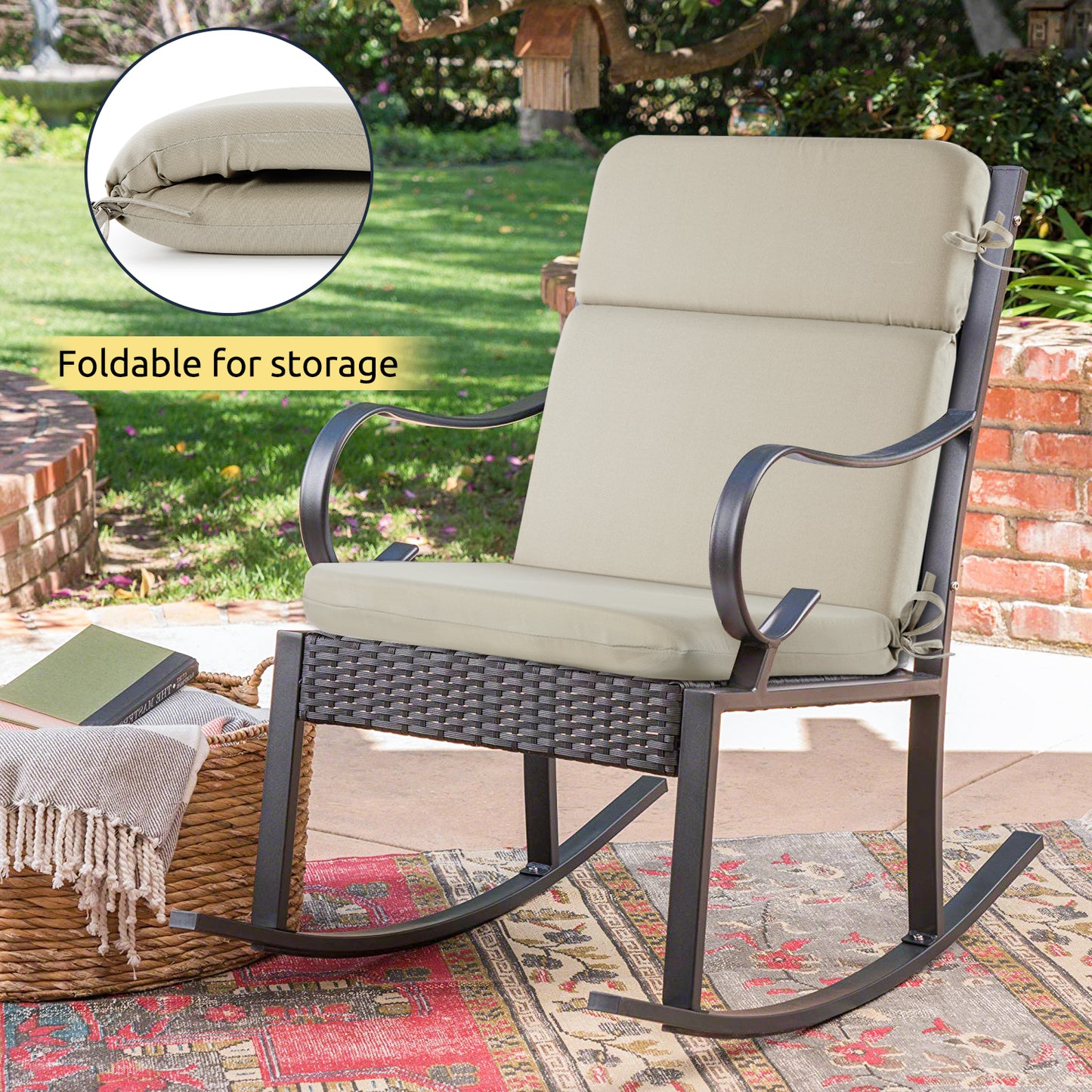 MOONORAH Outdoor Chair Cushions, 44"L x 21.5"W Patio Seat Cushions Outdoor Chair Pads with Ties, Waterproof Outdoor Chair Cushion Garden Sofa Couch Chair Pads, Sofe Comfortable, Grey