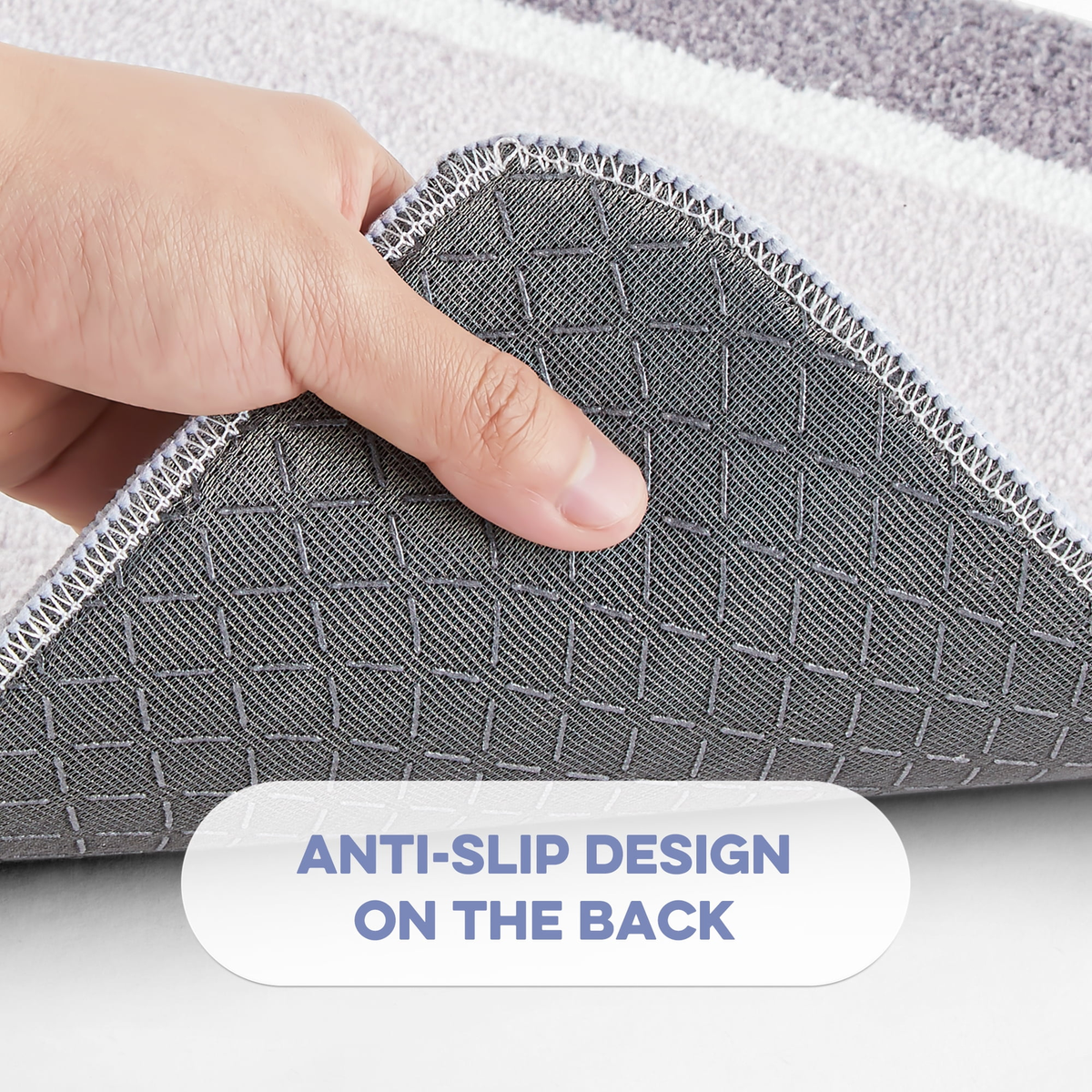 Onekawa Bath Mat - Soft Absorbent Microfiber Non Slip - 16 x 24 in Gray