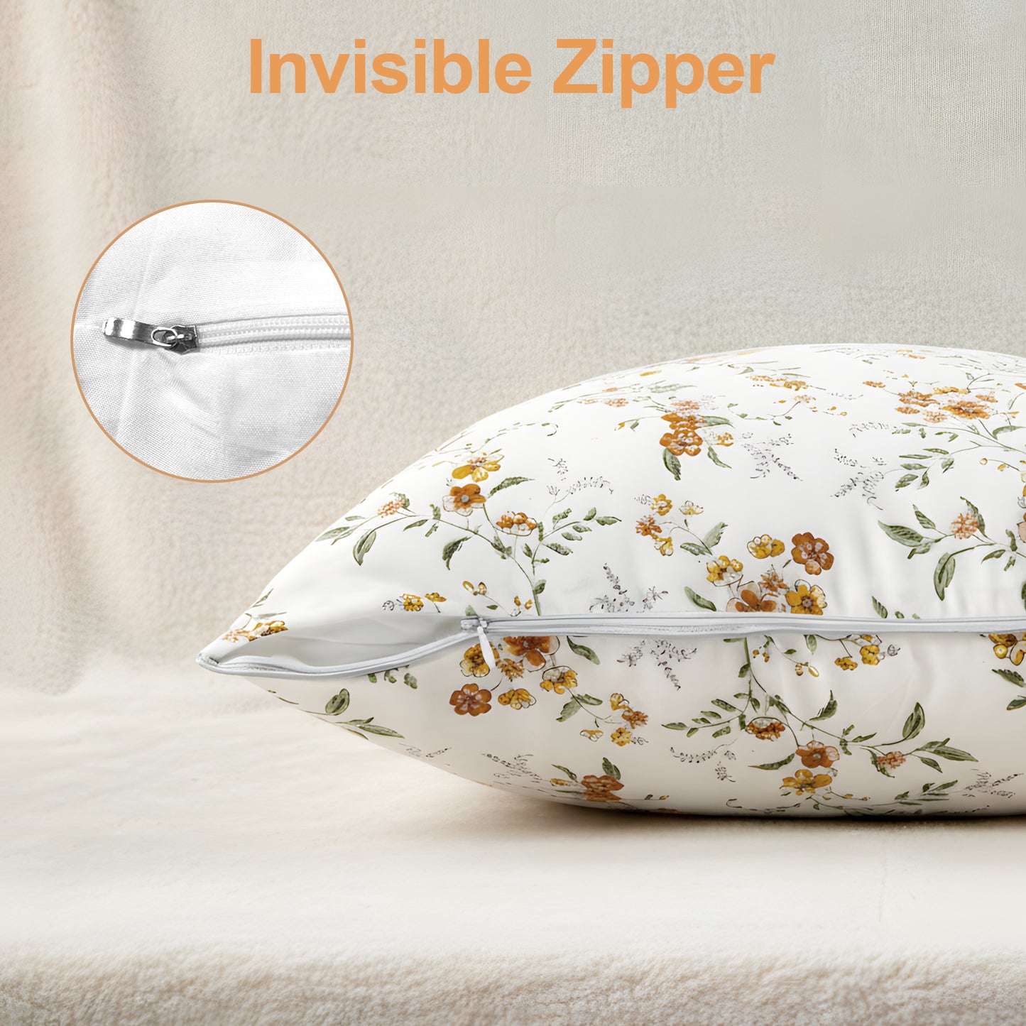MOONORAH Throw Pillow, 18 x 18 Inches Decorative Pillows with Zipper Closure for Sofa, Bed and Couch Decorative Stuffer Pillow, Flowers