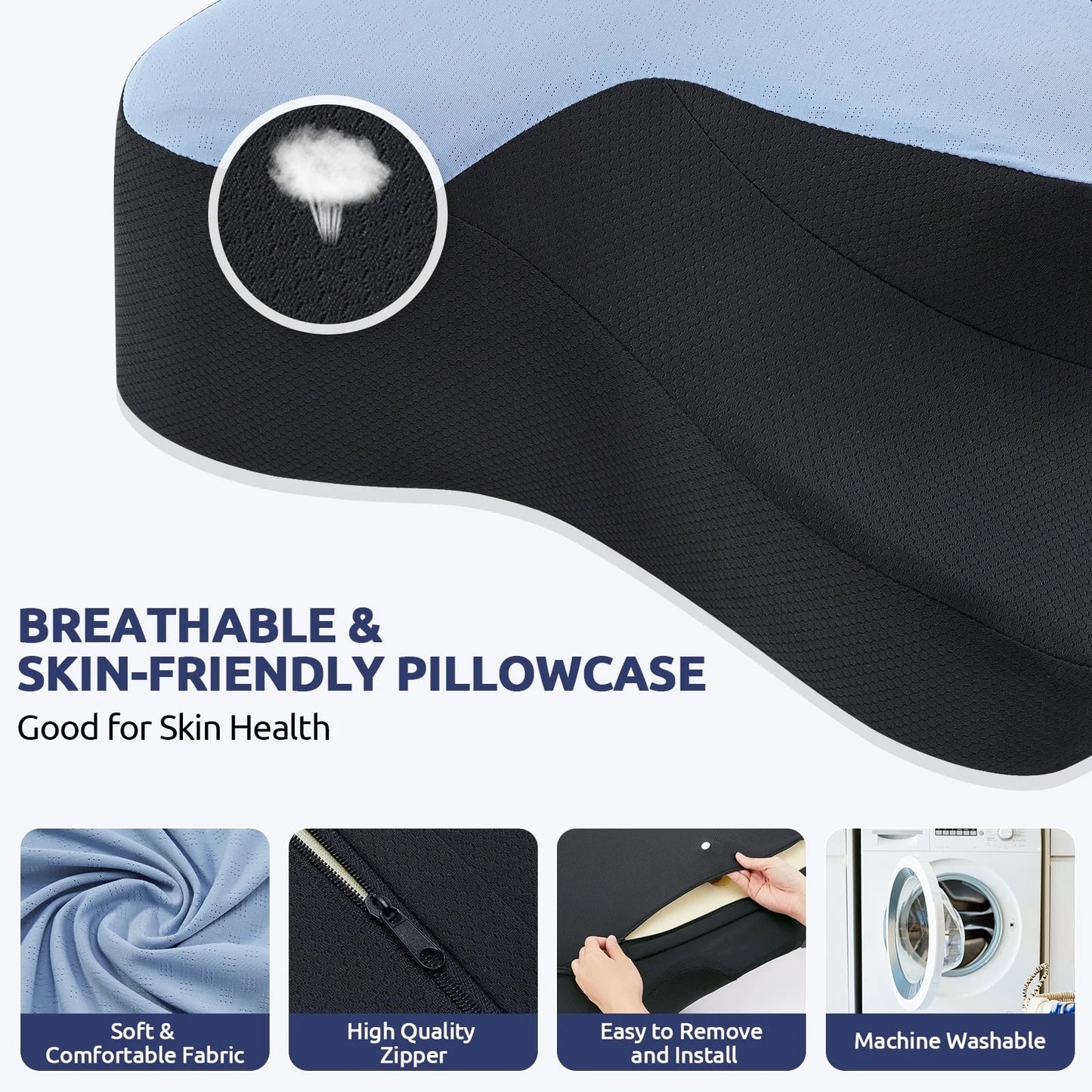 MOONORAH Memory Foam Pillows Neck Support Pillow for Pain Relief,Ergonomic Cervical Pillow Sleeping for Shoulder Pain,Orthopedic Contour Bed Pillow for Side Back Stomach Sleepers,Queen 24×14.9in
