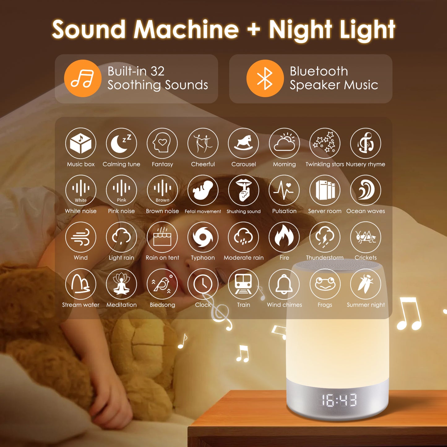 LOFTER-PRO Night Light, Dimmable Touch Lamp for Bedroom, Portable Table Bedside Lamp with Alarm Clock, 8 RGB Colors Changeable & Stepless Dimming, 4 Timers, White