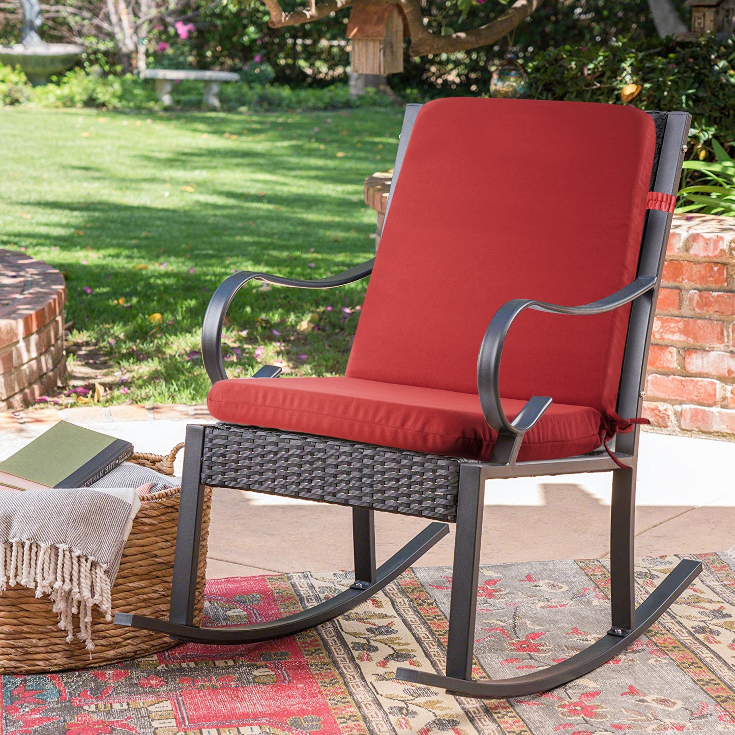 MOONORAH Outdoor Chair Cushions, Patio Seat Cushions Outdoor Chair Pads, 42"L x 18"W Rectangle Waterproof Outdoor Chair Cushion Garden Sofa Couch Chair Pads, Premium Comfortable, Red