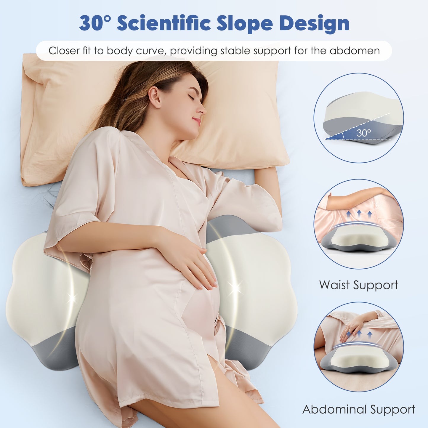 KAIPARA Pregnancy Pillow for Side Sleeping, Adjustable Memory Foam Maternity Pillow for Back Belly Hips for Pregnant Women