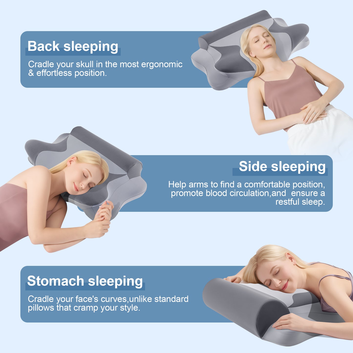 MOONORAH Cooling Bed Pillow for Neck & Shoulder Pain Relief, Cervical Support Comfort Pillow for Side Back Stomach Sleeper, Ergonomic Enhancing Contour Memory Foam Pillows for Sleeping