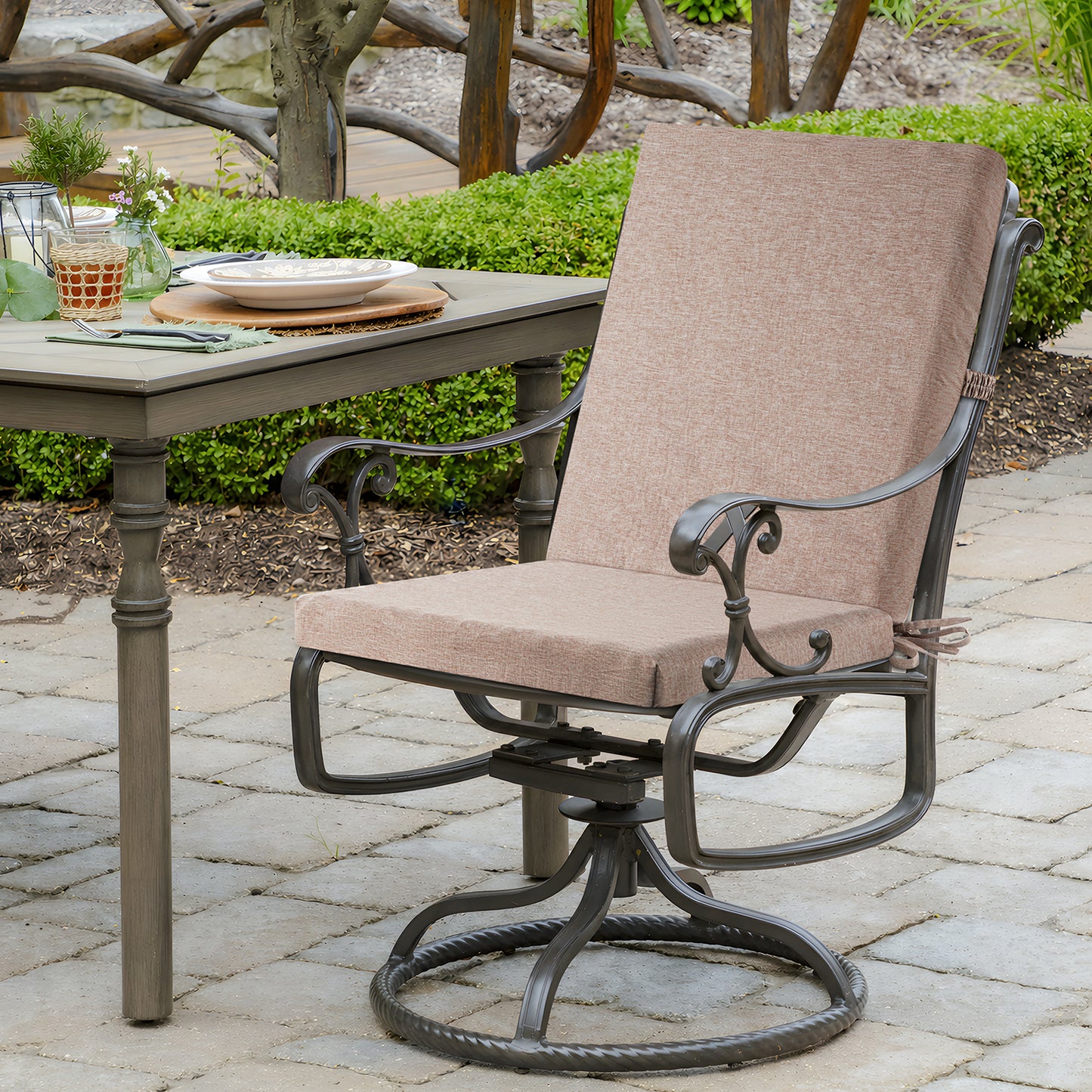 MOONORAH Outdoor Chair Cushions, 42"L x 18"W High Density Sponge with Zipped Waterproof Seat Cushion, Rectangle Patio Seat Cushion for Garden Sofa Midback Rocking Chair, Linen