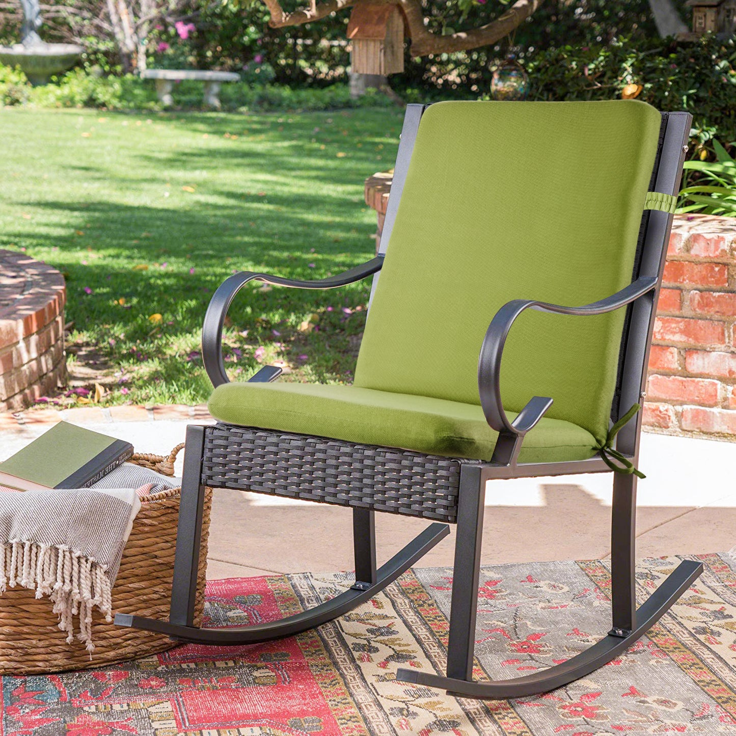 MOONORAH Outdoor Chair Cushions, Patio Seat Cushions Outdoor Chair Pads, 42"L x 18"W Rectangle Waterproof Outdoor Chair Cushion Garden Sofa Couch Chair Pads, Premium Comfortable, Green