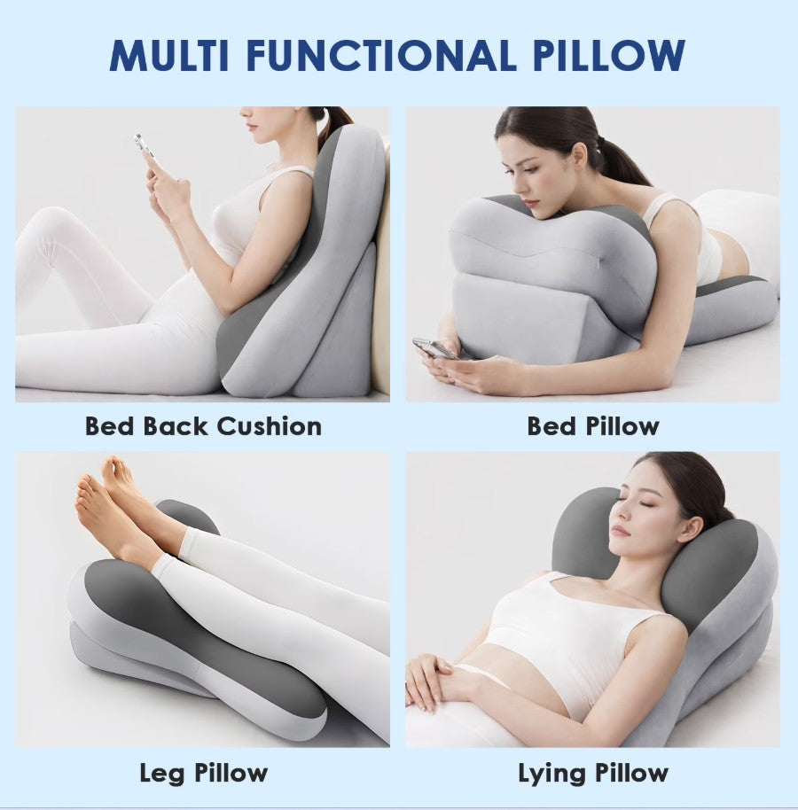 WANALIT Reading Pillow for Acid Reflux Relief, Sleeping, Post Surgery, Back Pain Relief, Snorin,Ergonomic Wedge Pillow Headboard for Reading/Gaming/Resting/Watching TV,Double Gray