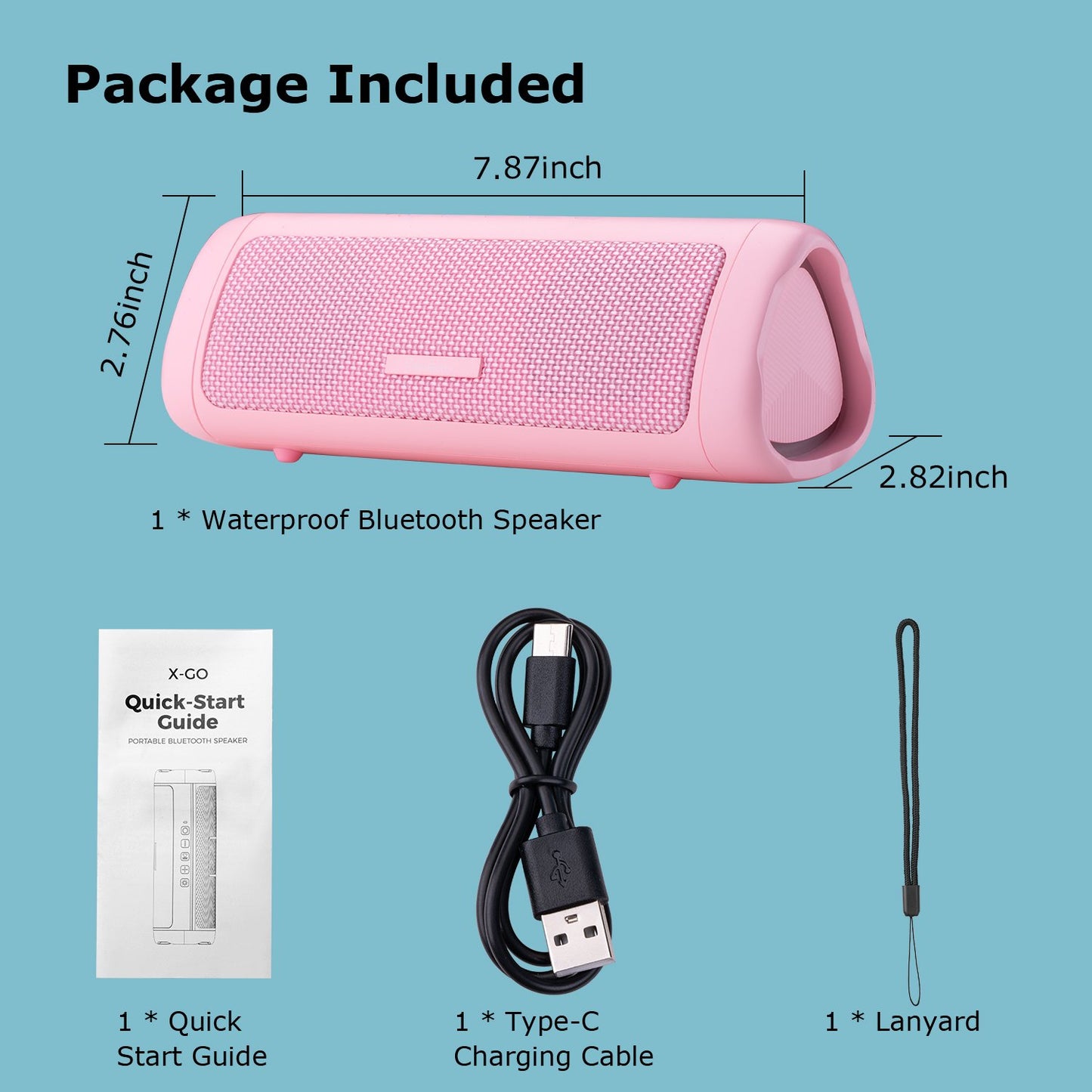 MOONORAH Bluetooth Speaker, Portable Wireless Bluetooth Speaker with HD Sound, IPX5 Waterproof, 24-Hour Playtime with Lights, Bluetooth 5.3, TWS Paring, Wireless Speaker for Home, Outdoors, Pink