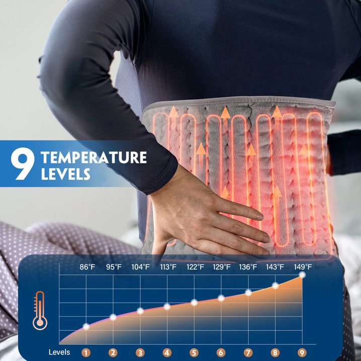 MOONORAH Electric Heating Pad, 9 Heat Settings with Auto Shut off, 33 x 17 in XXL Heating Pad for Back Shoulder Relief, Christmas Gifts for Mom Dad, Gray