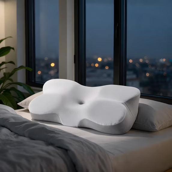 Kaipara Cervical Neck Pillow - Ergonomic Memory Foam with Cooling Cover - White