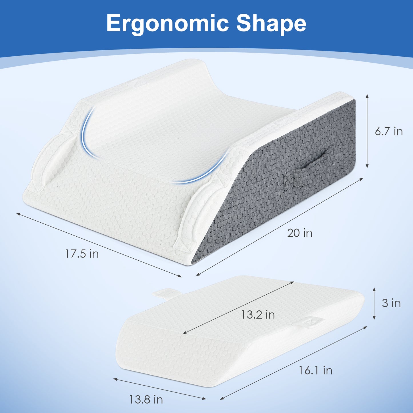 KAIPARA Leg Elevation Pillows, Wedge Pillow for After Surgery, Height Adjustable Memory Foam Leg Support, Leg Pillow for Back, Knee, Hip, and Ankle Pain Relief