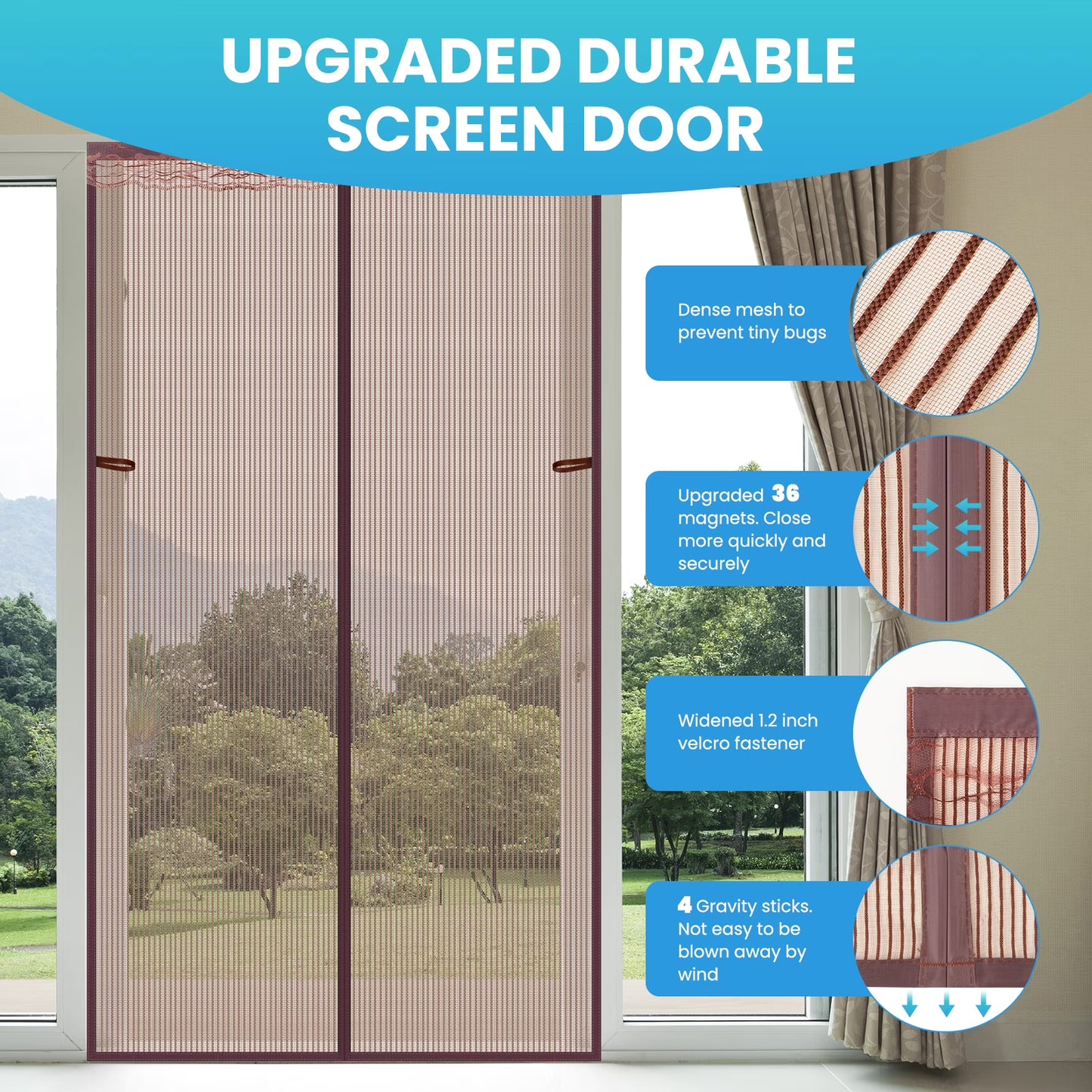 KAIPARA Magnetic Screen Door for Home and Patio Keep Bugs Out Hands Free Mesh Door Screen with Magnets Upgraded Fine Weave Mesh Screen 39x83inch