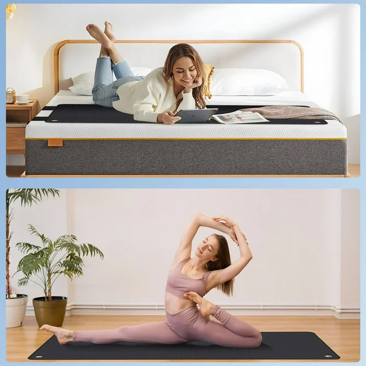 MOONORAH Grounding Mat for Bed, Earthing Mat Grounding Pad for Sleeping, Anti-Slip PU Leather Grounding Mattress with Cord for Reduced Anxiety, Pain, Inflammation, Headache Relief, Balance - Full