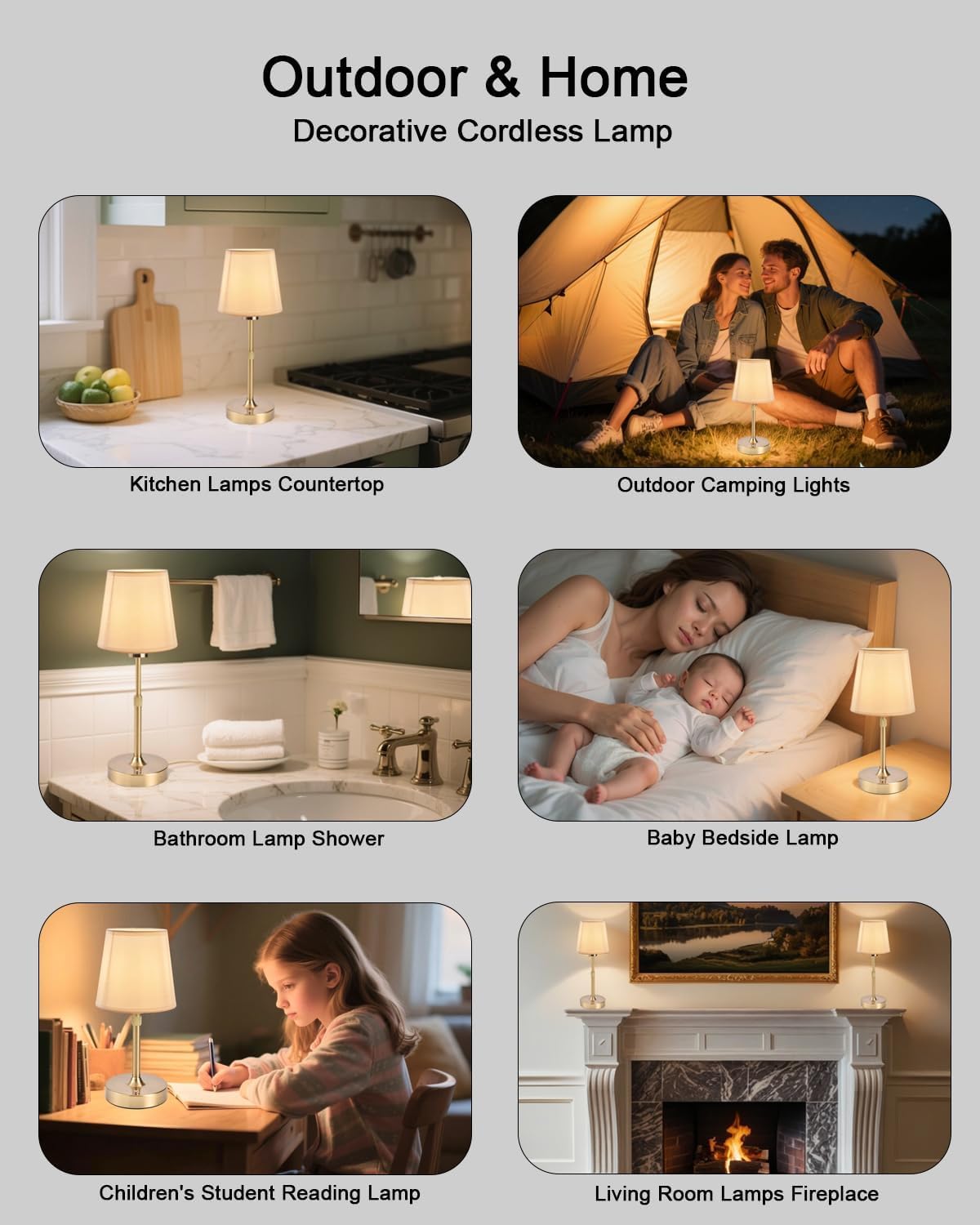 LOFTER-Pro Cordless LED Table Lamps, 5200mAH Built-in Rechargeable Battery, Stepless Dimming Touch Control, Height Adjustable, Patio Table Lamp, Bedside Nights, Ambient Light for Restaurant (Gold)