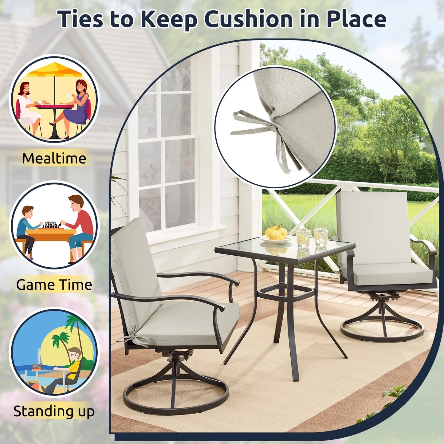 MOONORAH Outdoor Chair Cushions, Patio Seat Cushions Outdoor Chair Pads, 42"L x 18"W Rectangle Waterproof Outdoor Chair Cushion Garden Sofa Couch Chair Pads, Premium Comfortable, Grey