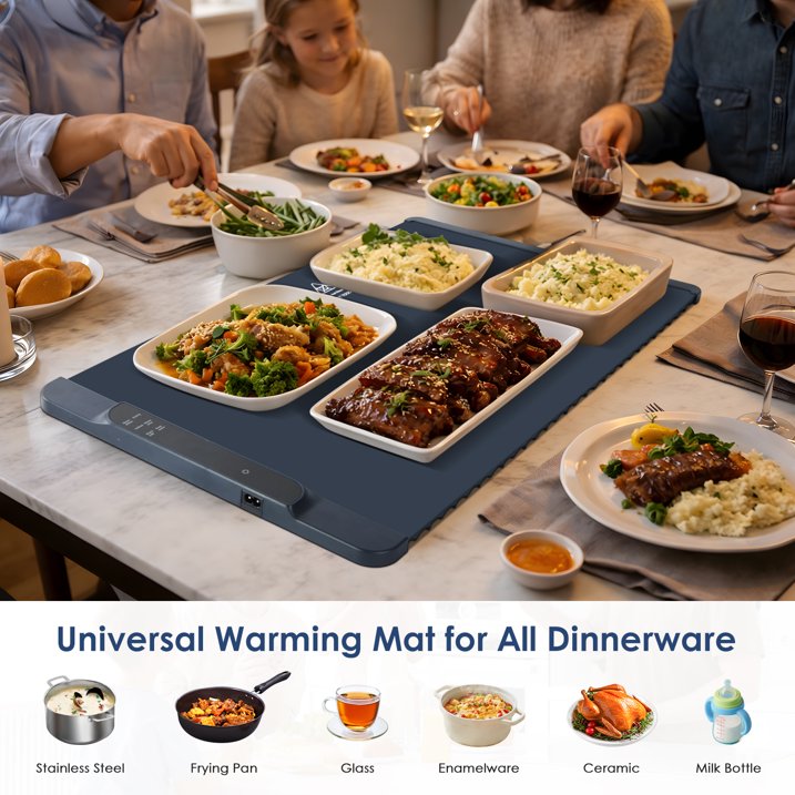 KAIPARA Food Warming Mat 25.6"x15", Full Surface Heating in 10s, Multiple Temp Settings & Timer, Portable Warmer for Parties