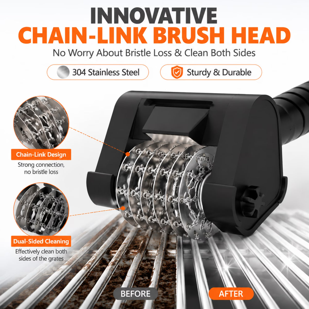Panpaddle Electric Grill Brush Spin Power Brush - Bristle-Free 350 RPM with LED