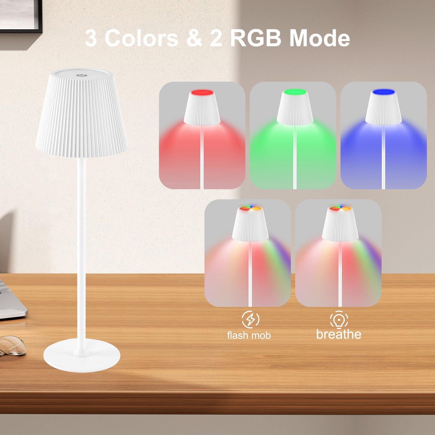 LOFTER-Pro 15" Desk Lamp with Metal Base, 2 Pack Rechargeable Dimmable Light, 3-Color Stepless Dimming for Bedroom and Office