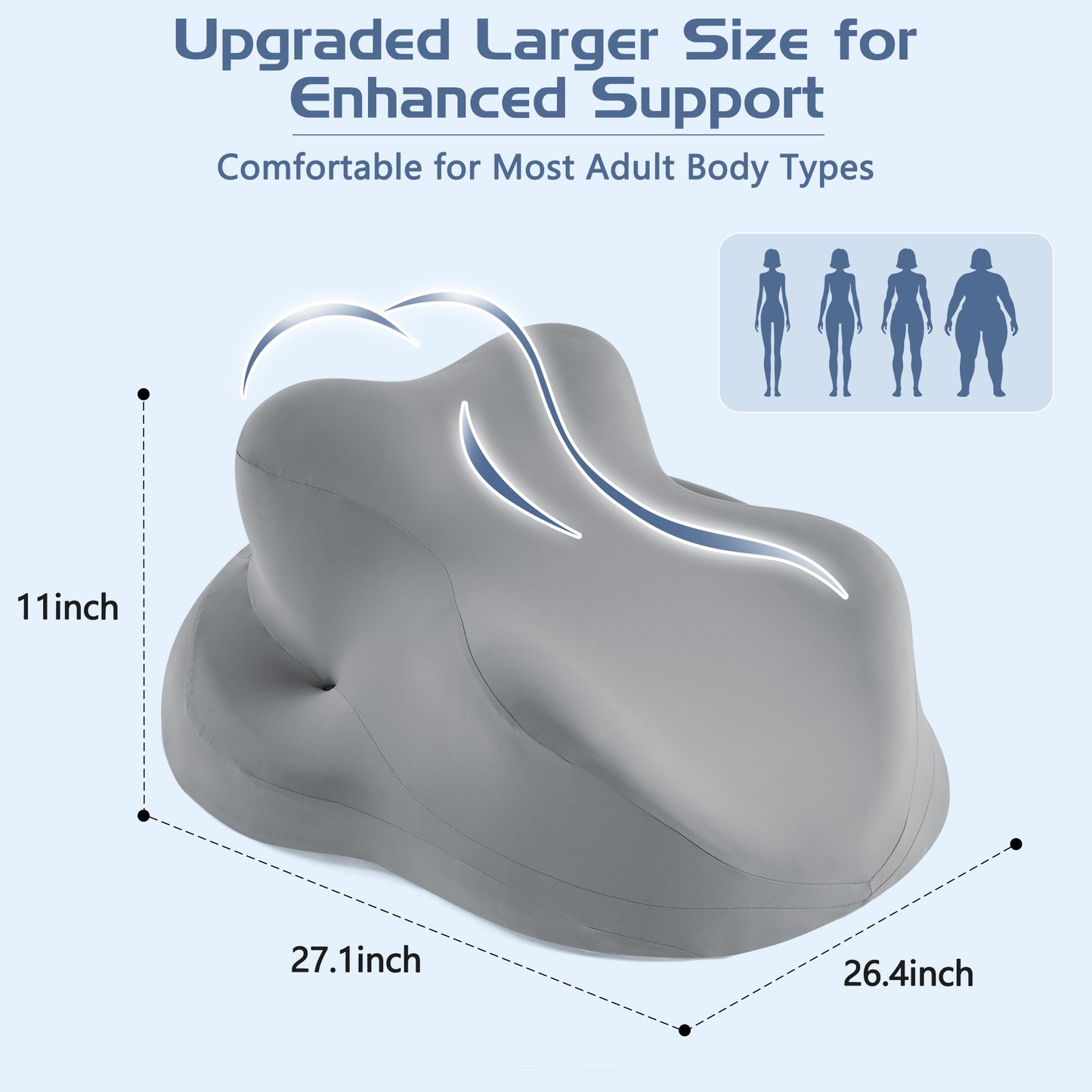 KAIPARA Large Memory Foam Wedge Pillow for Bed, Ergonomic Support Pillow Relieve Neck Waist Pain, Massage Pillow for Stomach Sleeping, Ideal for Reading Relaxation, Multi-use Couple Pillow
