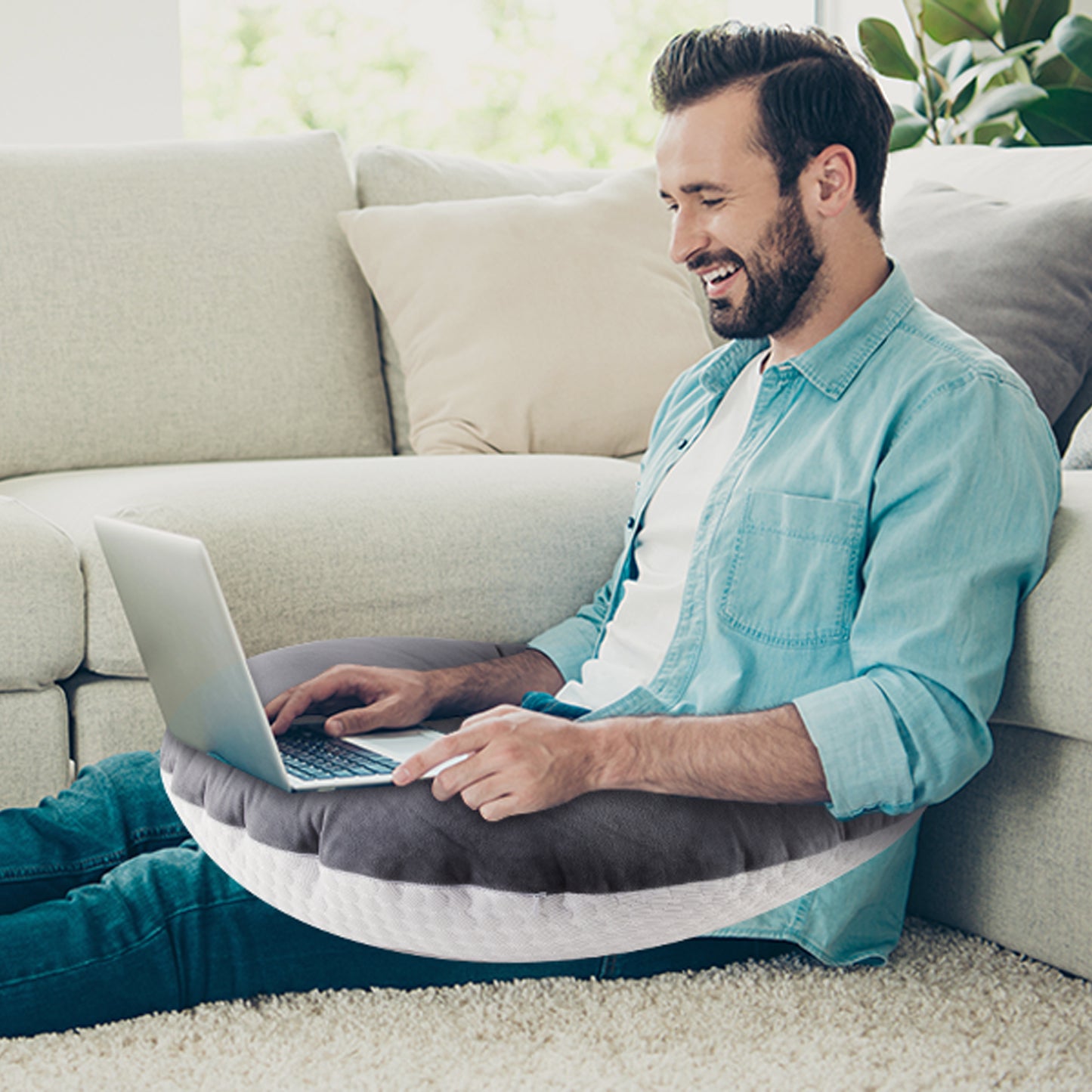 MOONORAH Reading Pillow for Gaming, Ergonomic U-Shaped Lap Pillow, Desk Pillow for Sitting in Bed or Sofa, Compact Arm Support Pillow for Playing, Working, Crocheting, Dark Grey