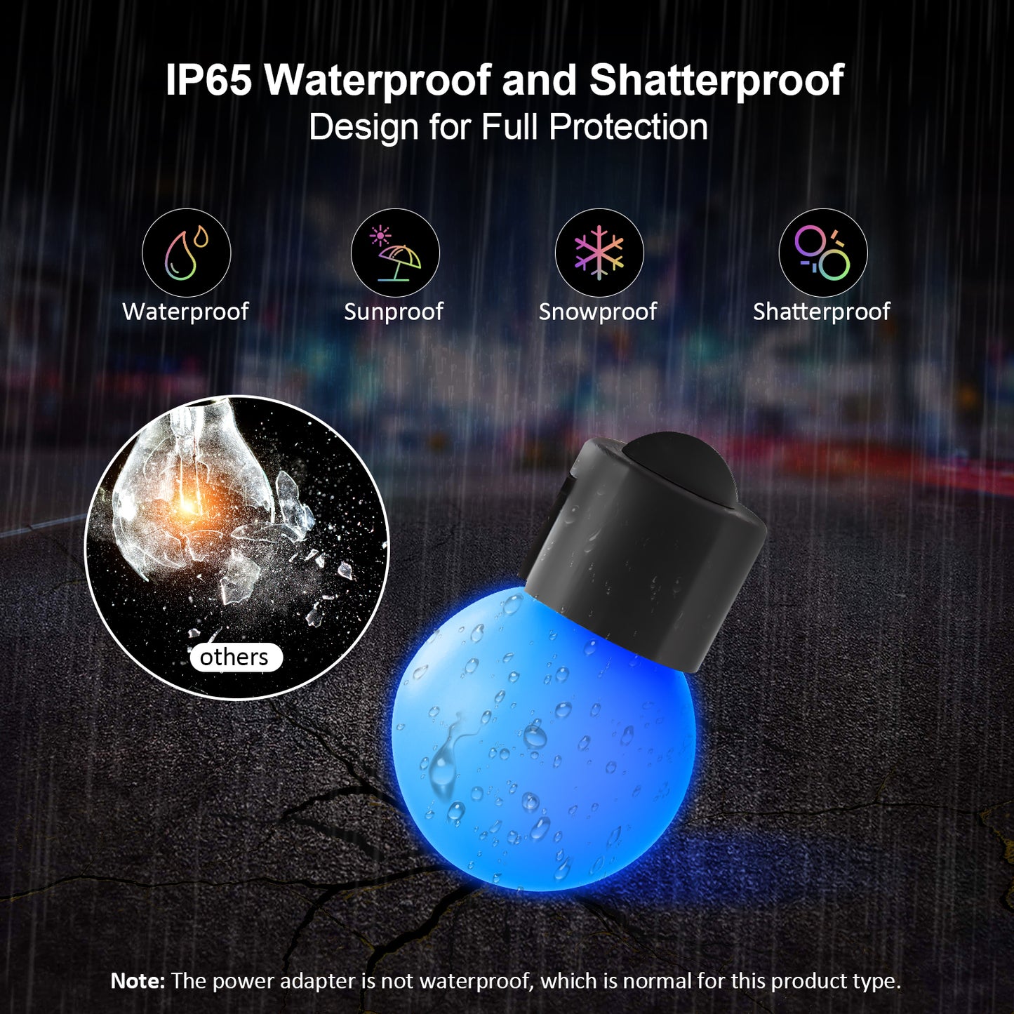 LOFTER-PRO Outdoor String Lights, LED Lights for Bedroom, 33Ft 50 Bulbs Smart RGB Outdoor String Lights Fairy Lights for Halloween Decorations, Christmas, Patio Lights, APP Control, IP65 Waterproof
