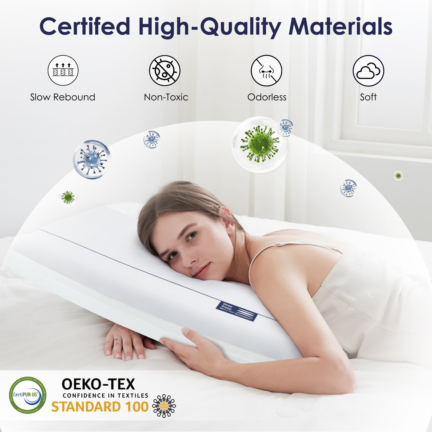 MOONORAH Bed Pillows, Cooling Memory Foam Bed Pillow for Neck Pain Relief, Two-Sided Cooling Pillow for Back, Stomach or Side Sleepers, Hotel Quality Bed Pillows Soft, Queen Size, 28" x 16"