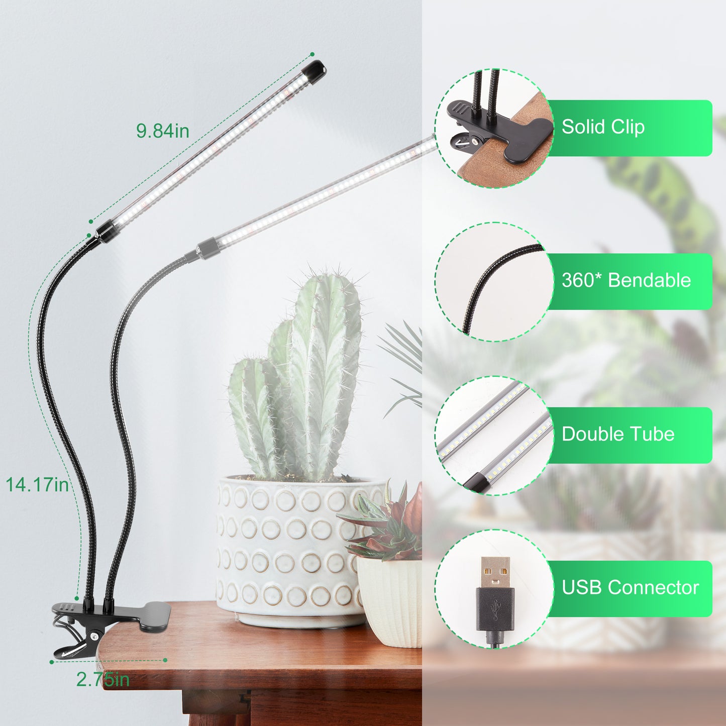 LOFTER-PRO Grow Lights for Indoor Plants, 84LED Clip Plant Light, 5 Level Dimmable Auto On Off Timing 4/8/12H, 6000K Full Spectrum Plant Grow Lamps for Bonsai, Pot Plant