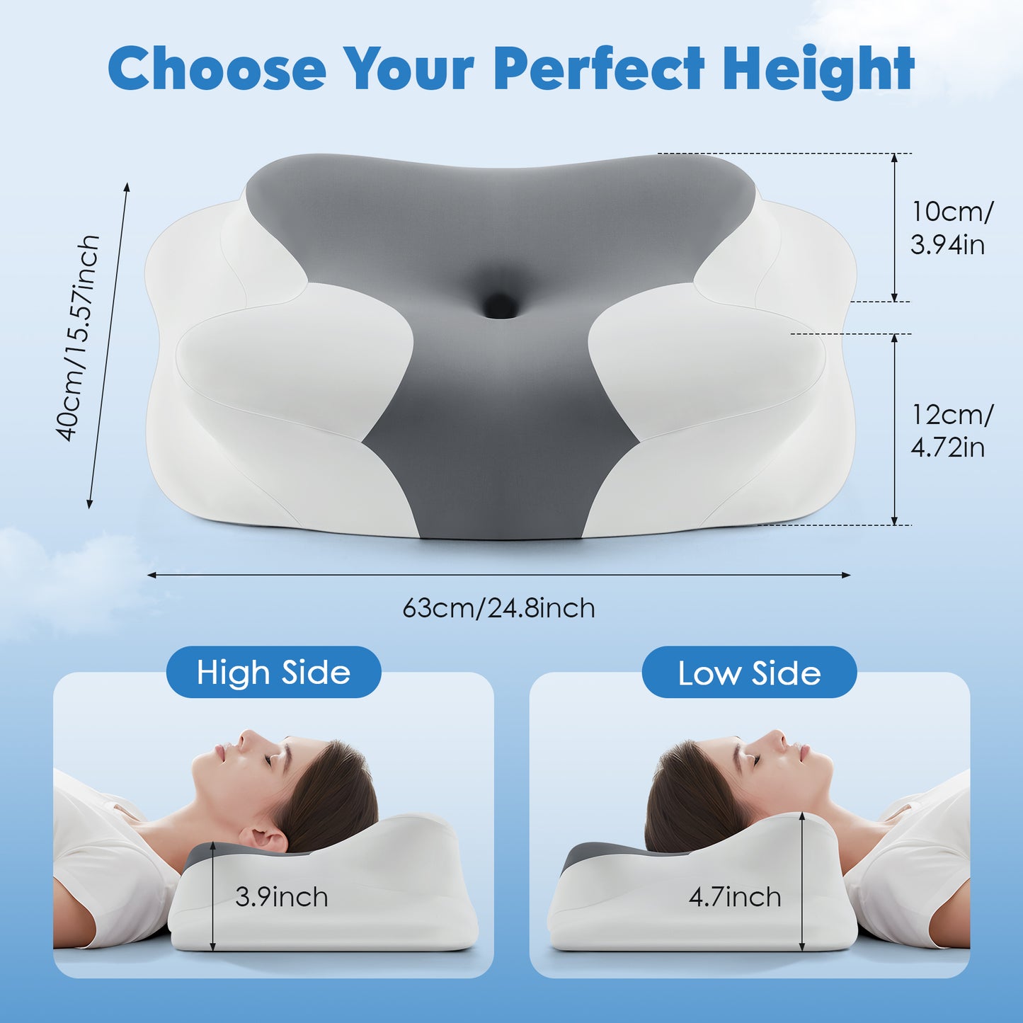 KAIPARA Cervical Neck Pillows for Neck Pain Relief, Memory Foam Pillow for Sleeping, Contour Orthopedic Ergonomic Pillows for Side Sleepers