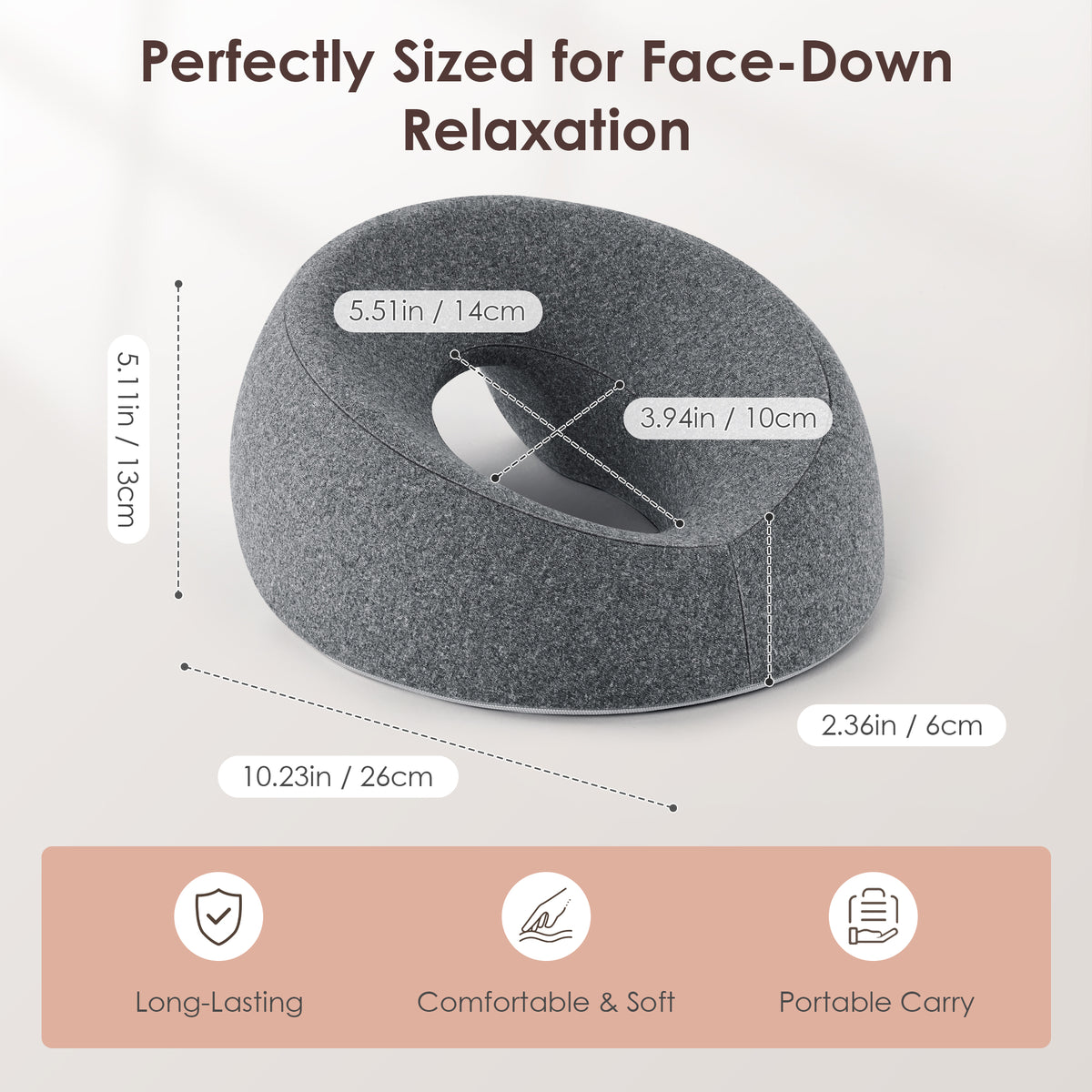 KAIPARA Face Down Pillow Massage Headrest for Bed, Memory Foam Pillow Face Cradle Support for Stomach Sleepers, Eye Post-Surgery Recovery and Spa Treatments