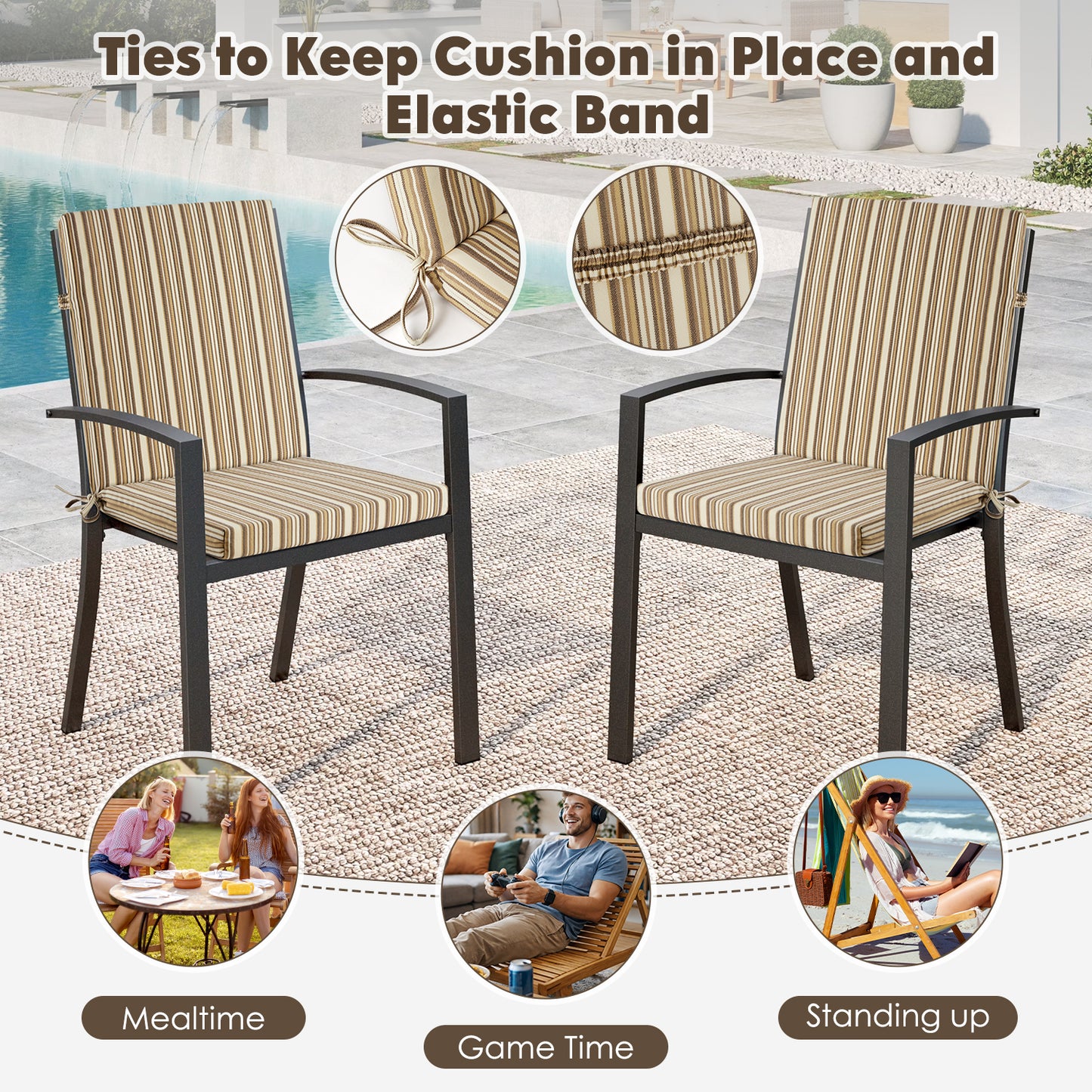 MOONORAH Outdoor Chair Cushions for Patio Furniture, 40"L x 18"W Rectangle Outdoor Chair Pads for Garden Sofa Couch Chair, Midback Chair, Rocking Chair, Waterproof Patio Seat Furniture Cushion