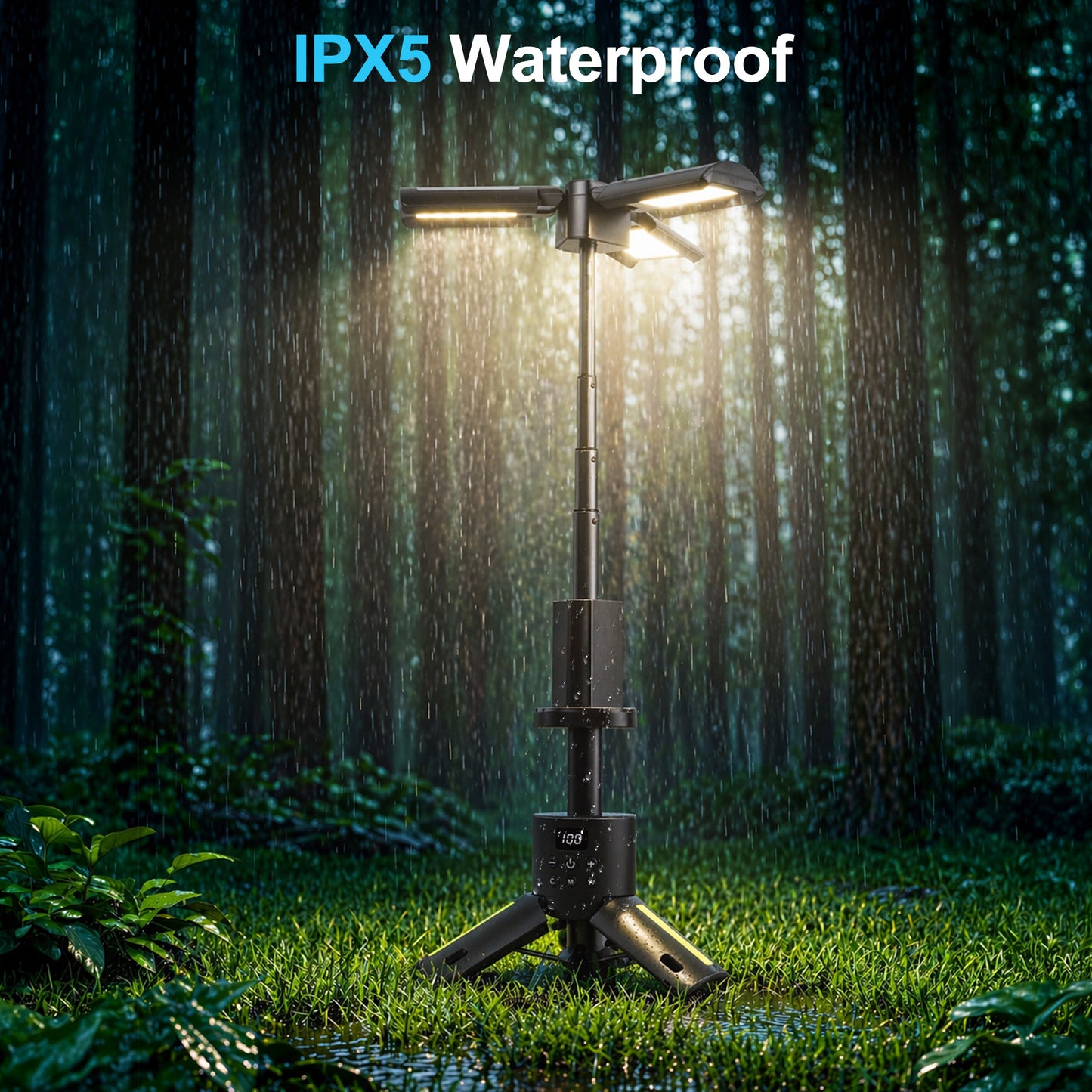 LAFAYTTE Telescopic Camping Lights, Rechargeable Camping Lantern with Stand, 12000mAh IPX5 Waterproof Outdoor Camping Lanterns Work Light for Emergency Use