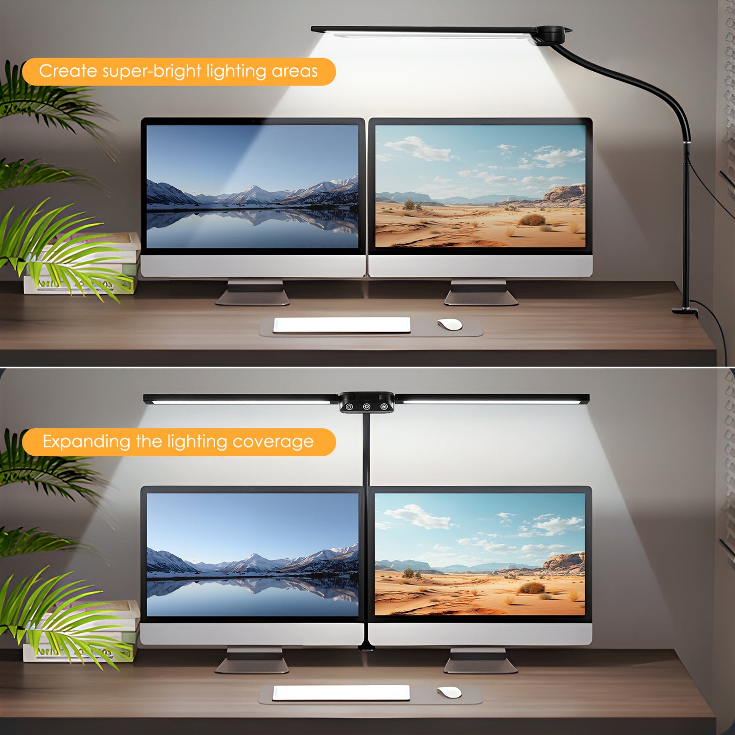 LOFTER-PRO LED Desk Lamps for Home Office, Eye Caring Architect Table Lights with Clamp, 24W Dimmable Overhead Light, Adjustable Flexible Gooseneck, 25 Lighting Models with Remote Control, Black
