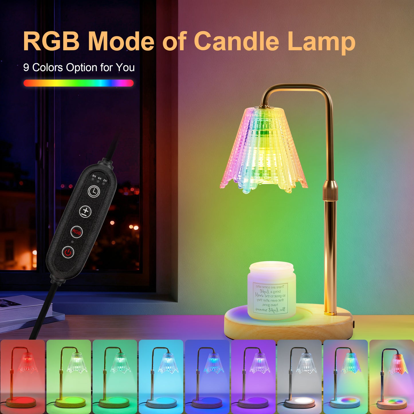 LOFTER-PRO Candle Warmer Lamp with Timer & RGB Lights, Adjustable Dimmable & Height - Electric Top Down Melting for All Jar Candles - Wax Melter Light for Home Decor (Includes 2 Halogen Bulbs)