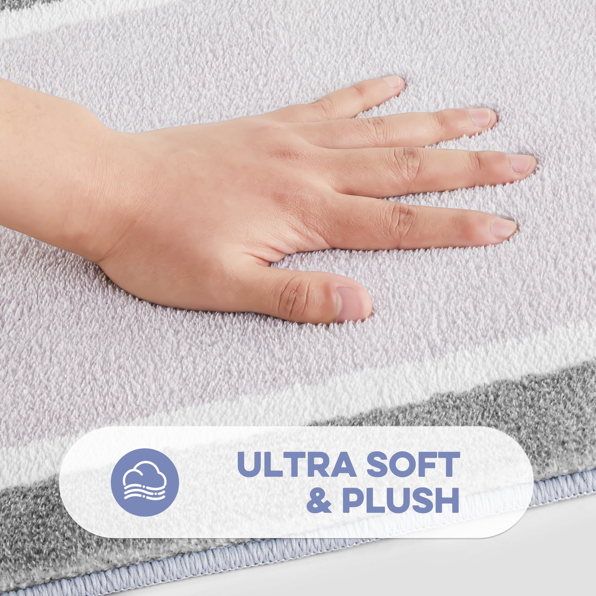 Onekawa Bath Mat - Soft Absorbent Microfiber Non Slip - 16 x 24 in Gray