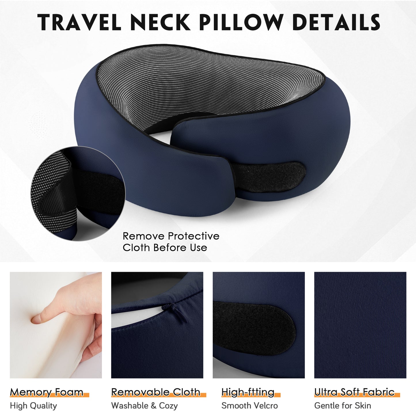 MOONORAH Travel Pillows for Airplanes, Travel Neck Pillow Travel Pillow, 360° Support Memory Foam Travel Pillow with 3D Contoured Eye Mask, Earplugs and Storage Bag for Airplanes Offices, Cars, Blue