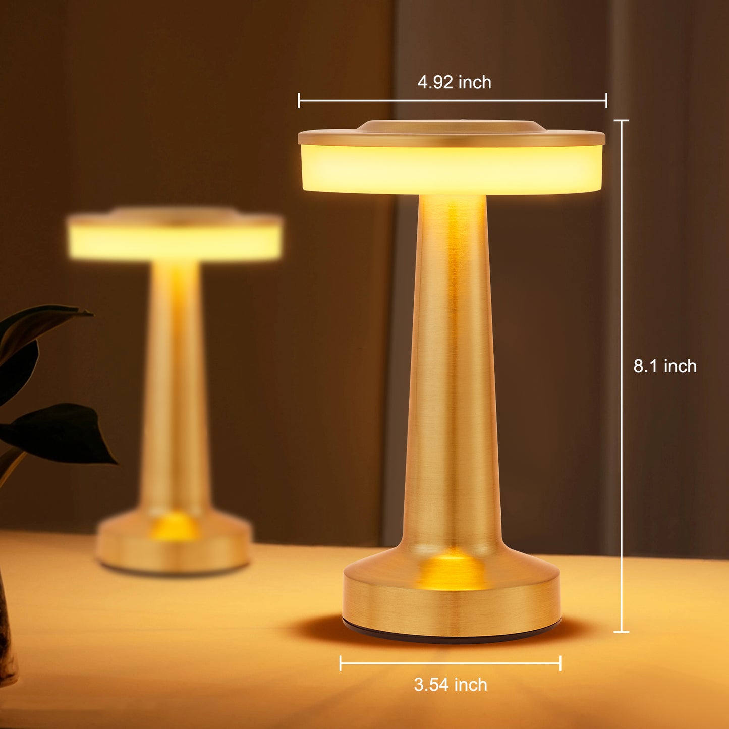 KAIPARA Portable Cordless Table Lamp with Touch Sensor, 3-Levels Brightness, Rechargeable Battery Up to 48 Hours Usage, Night Light for Kids Nursery, Nightstand Lamp, Bedside Lamp (Gold)