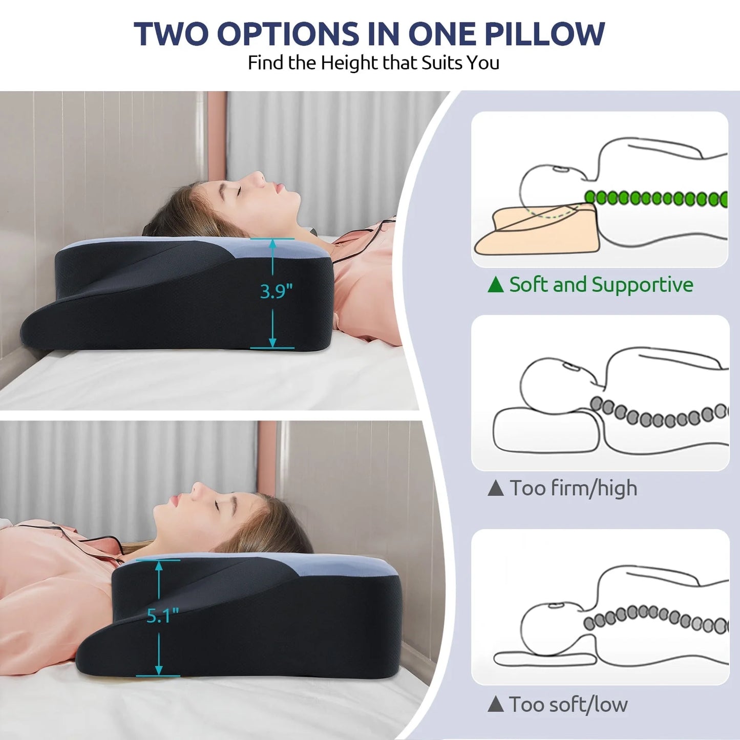 MOONORAH Memory Foam Pillows Neck Support Pillow for Pain Relief,Ergonomic Cervical Pillow Sleeping for Shoulder Pain,Orthopedic Contour Bed Pillow for Side Back Stomach Sleepers,Queen 24×14.9in